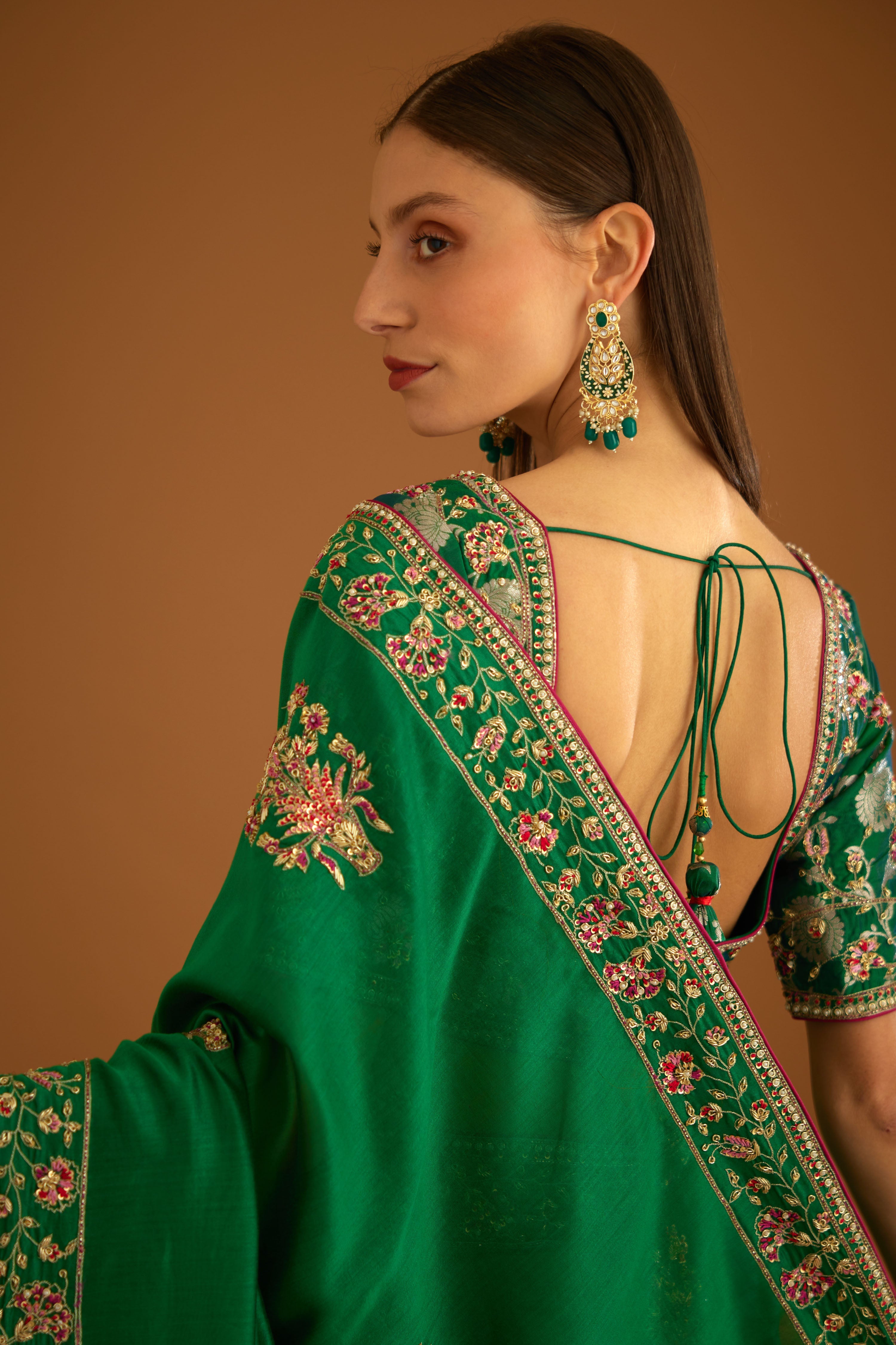 Alpine Green Saree Set