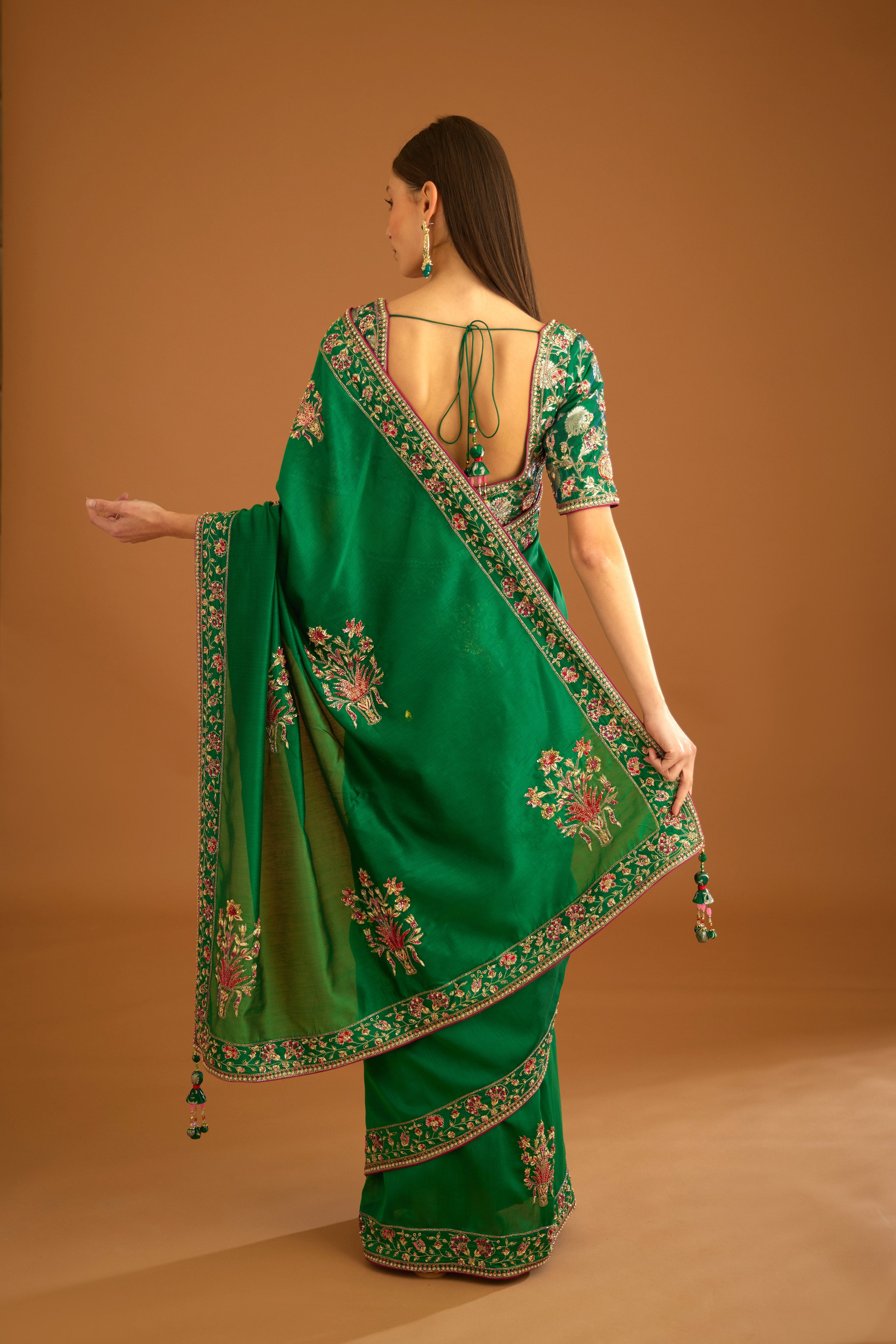Alpine Green Saree Set