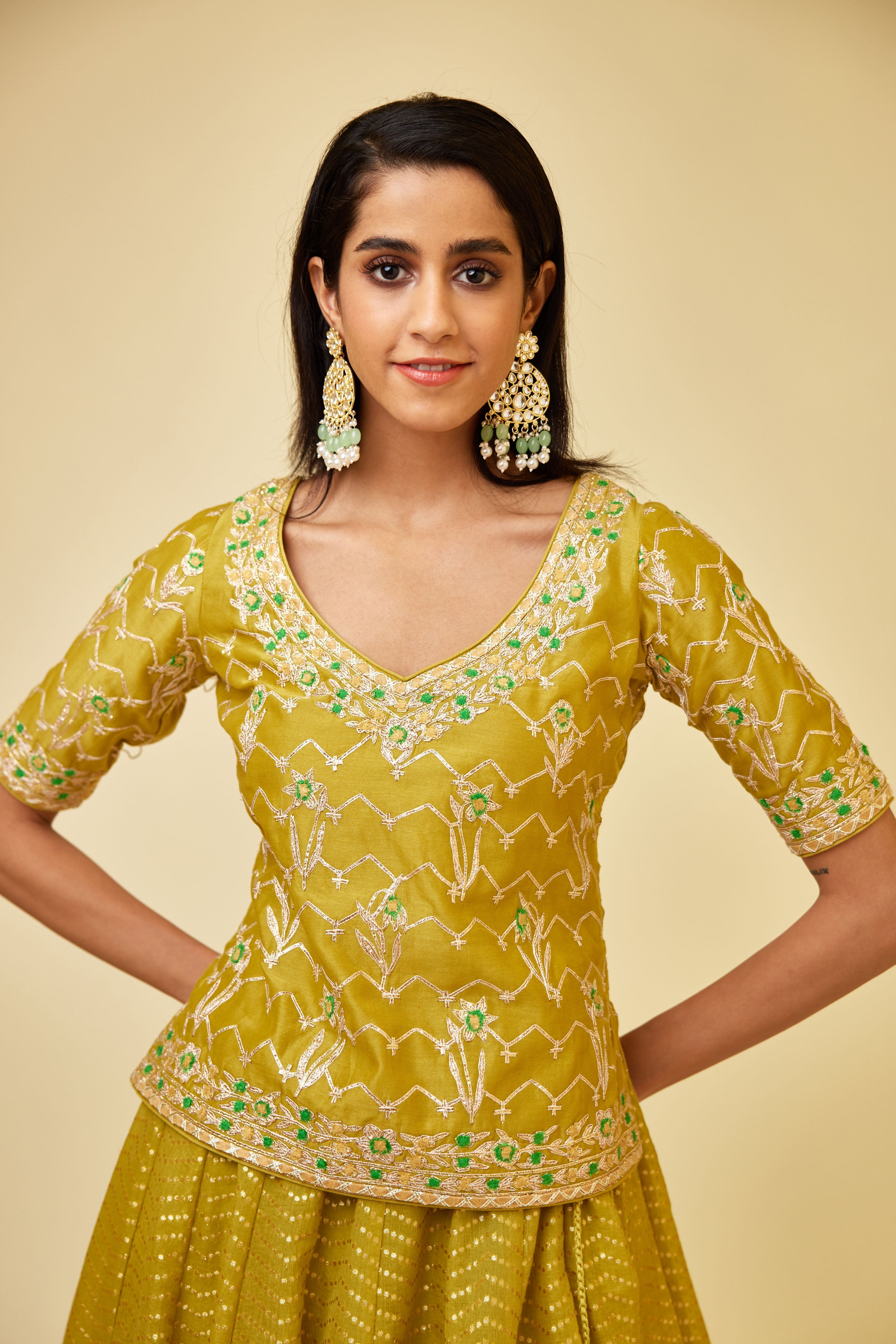 Olive Green Skirt Set