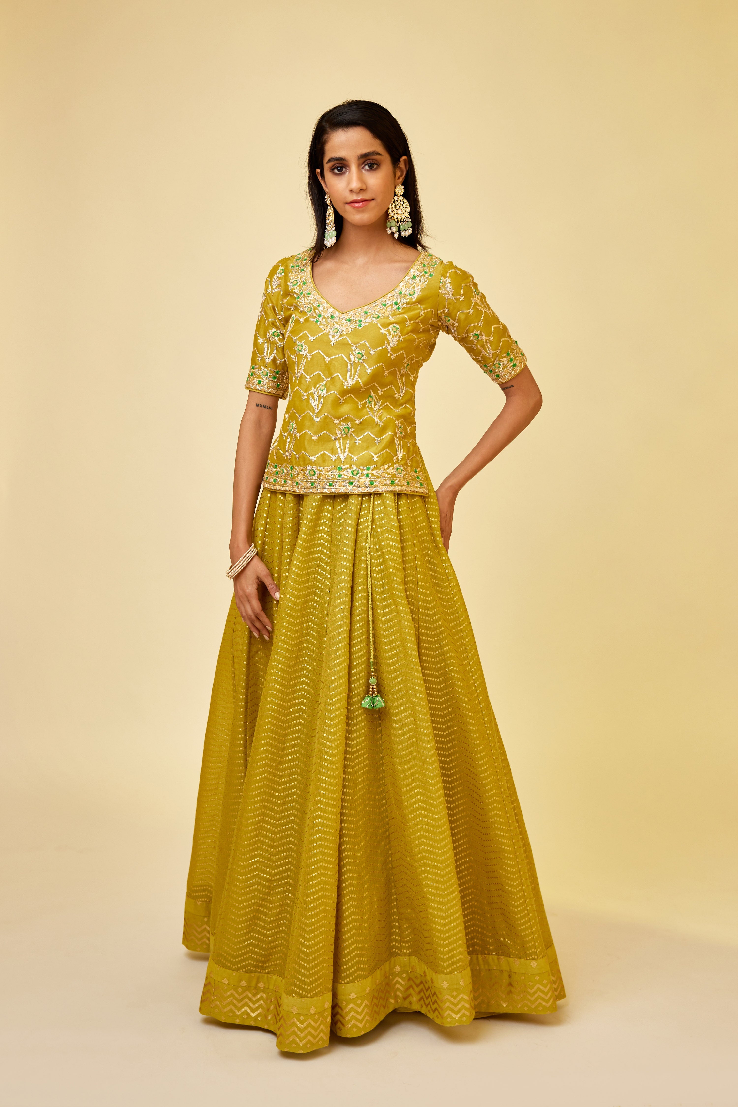 Olive Green Skirt Set