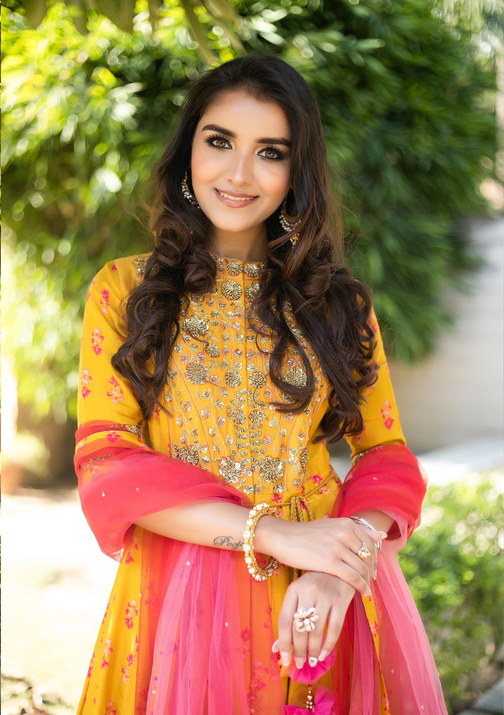 Mustard Yellow Anarkali Set