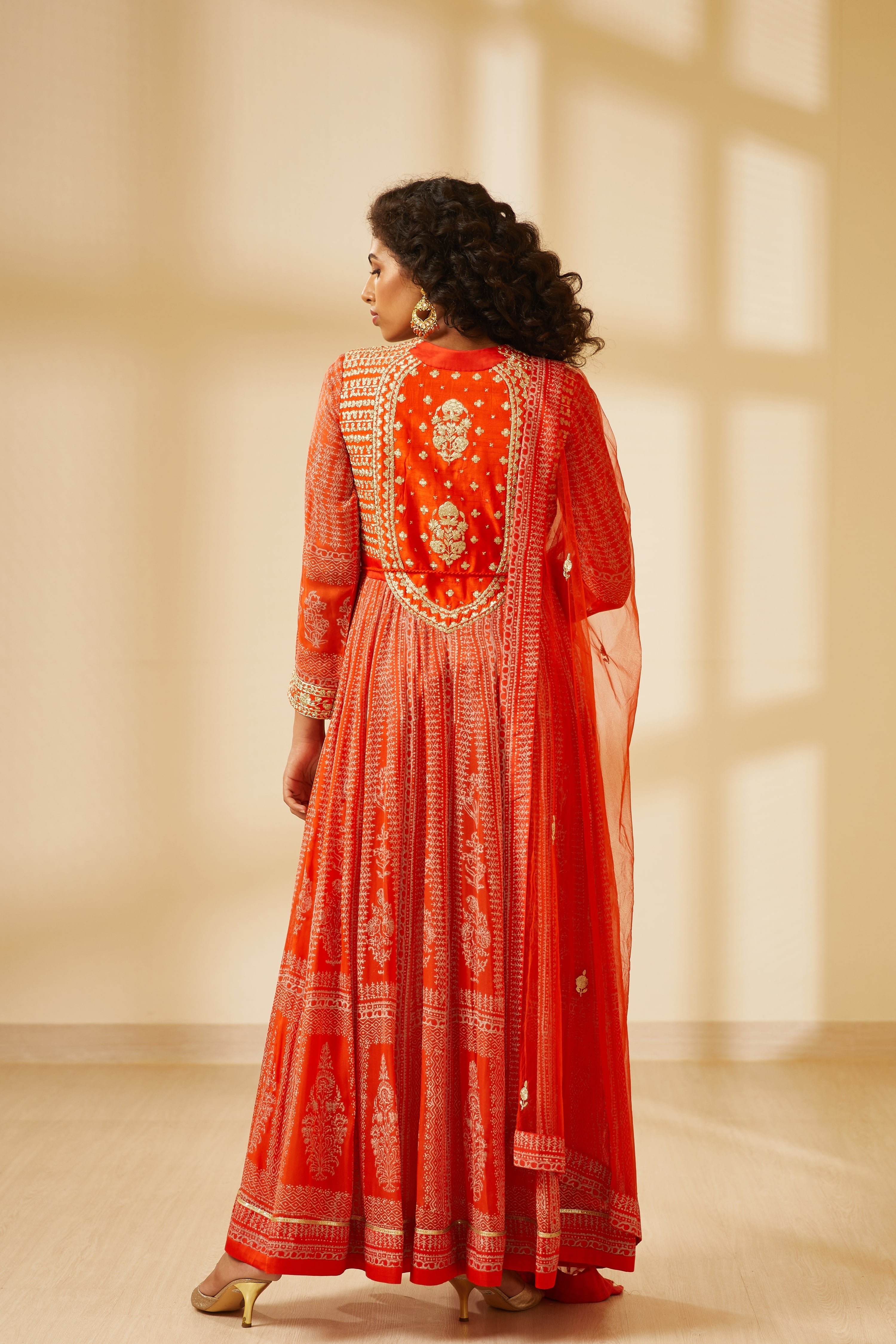 Orange Anarkali Set