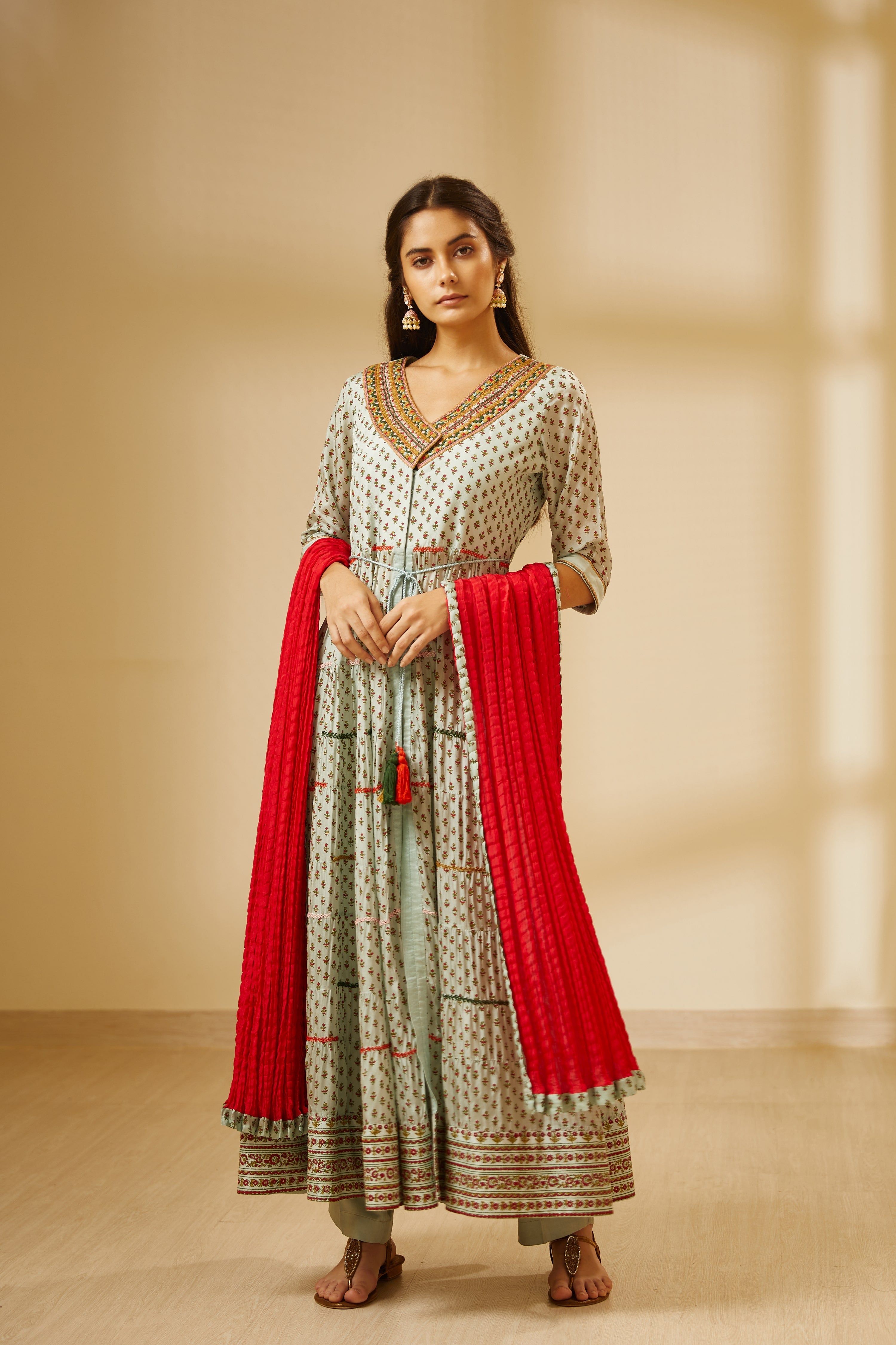 Light Sea Green Anarkali Set