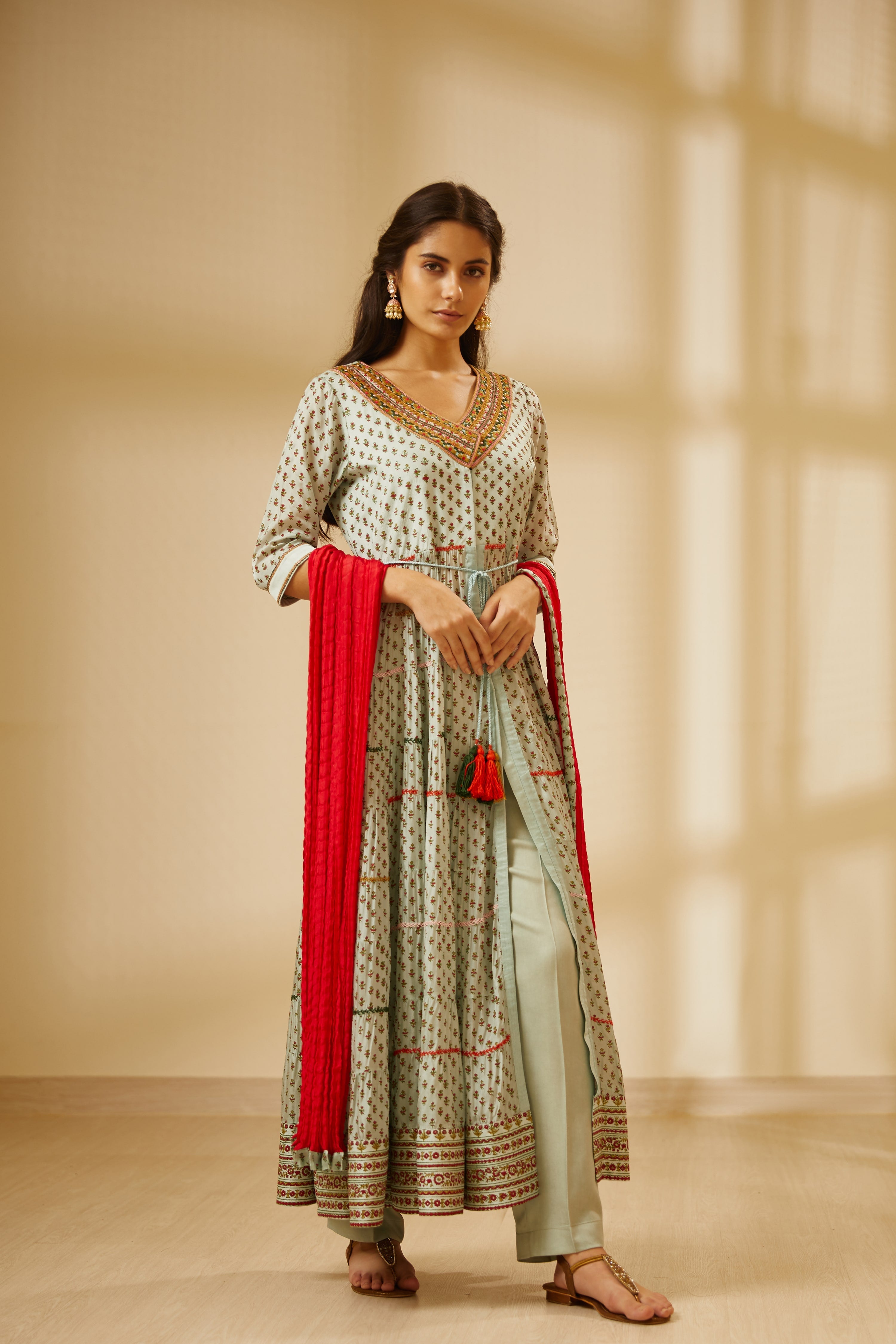 Light Sea Green Anarkali Set
