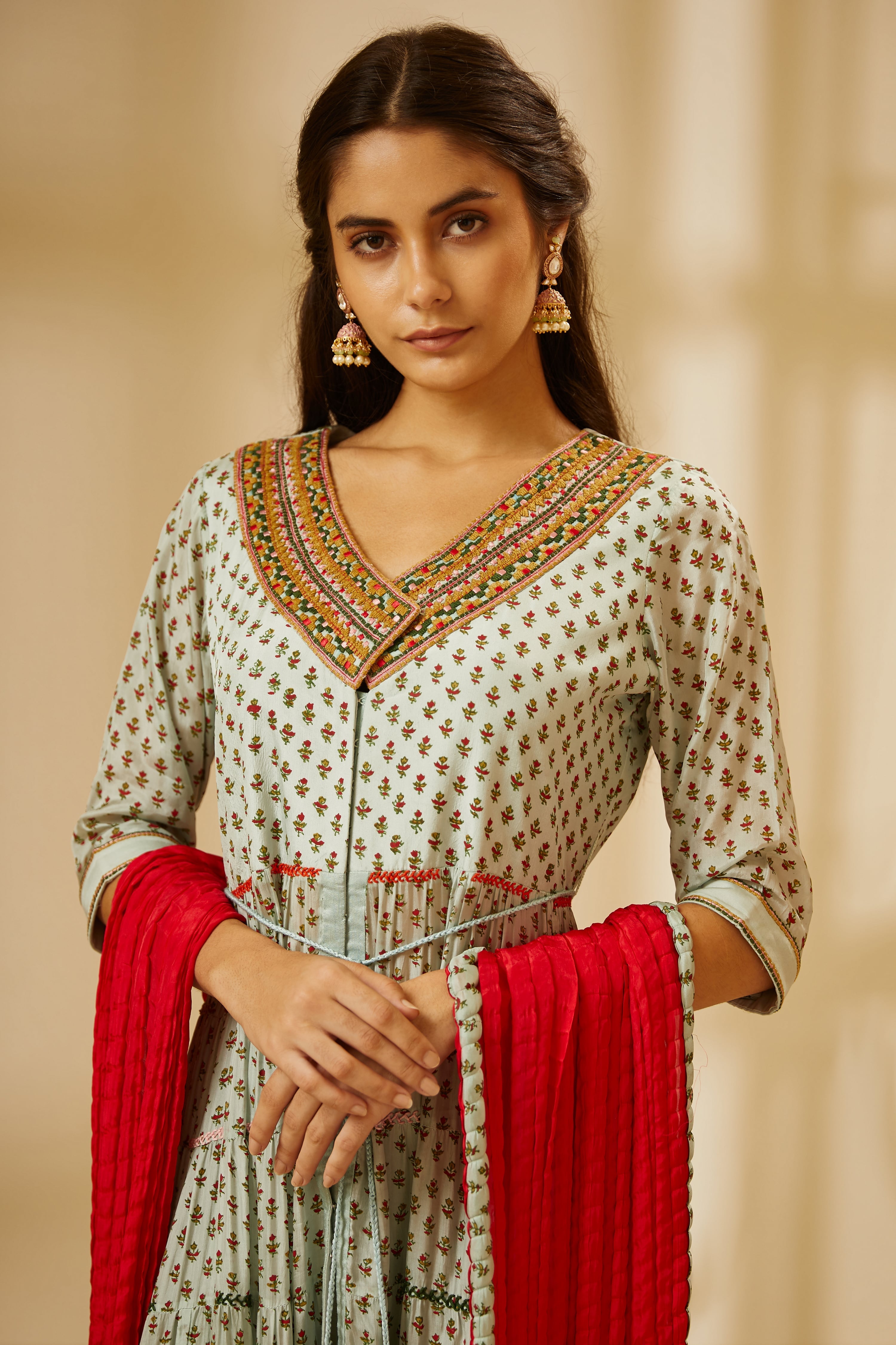 Light Sea Green Anarkali Set