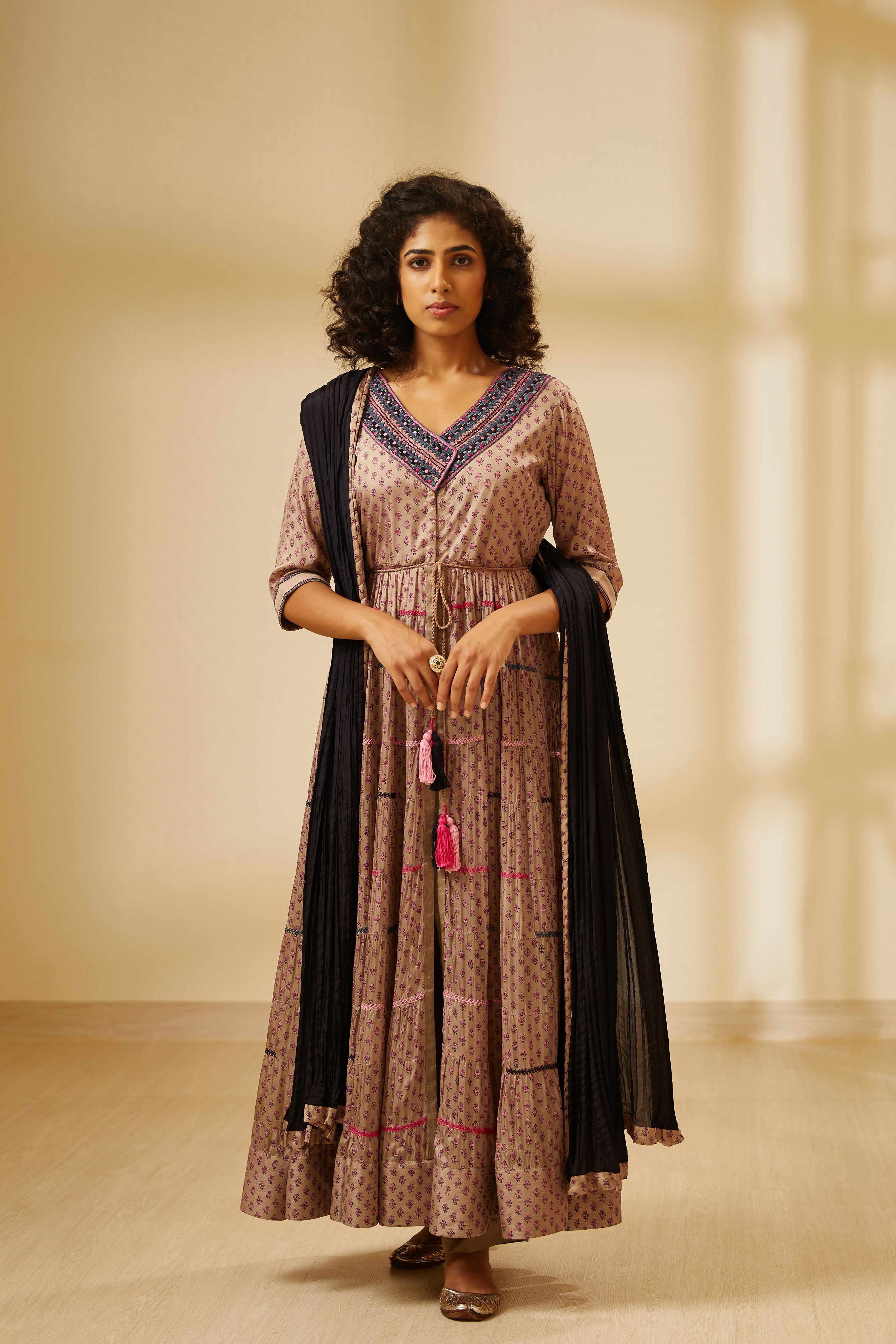 Natural Mauve Anarkali Set