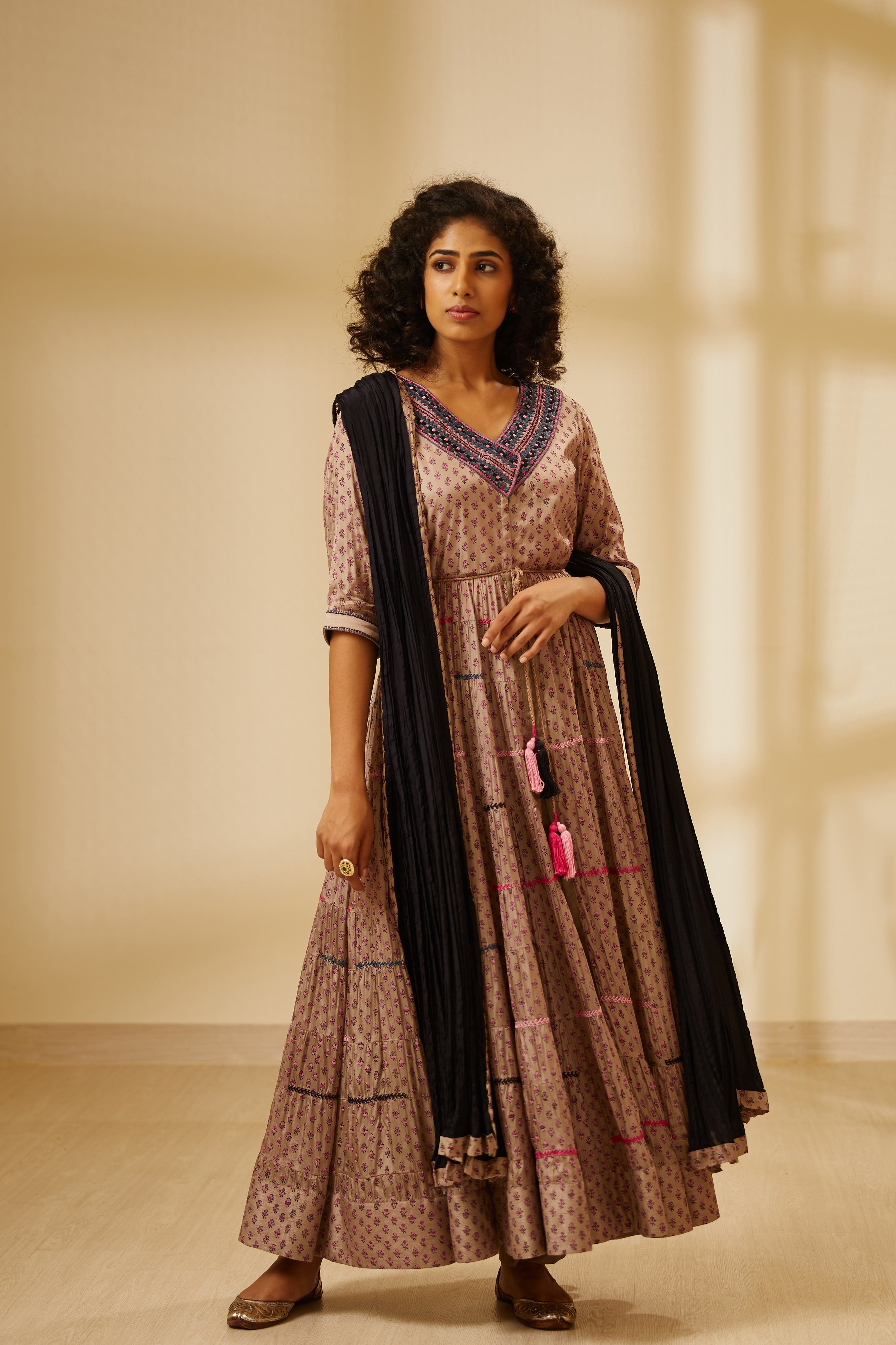 Natural Mauve Anarkali Set