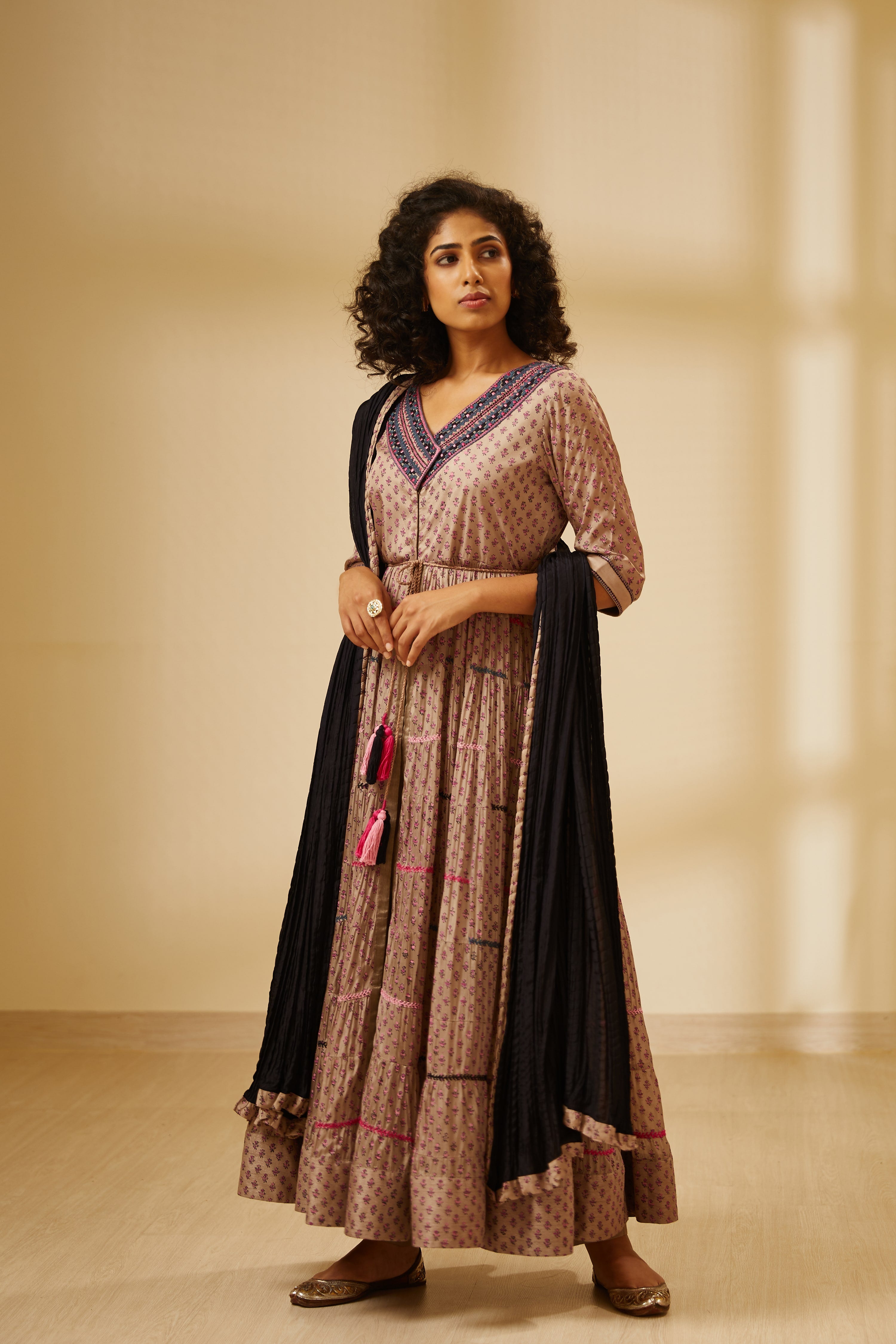 Natural Mauve Anarkali Set