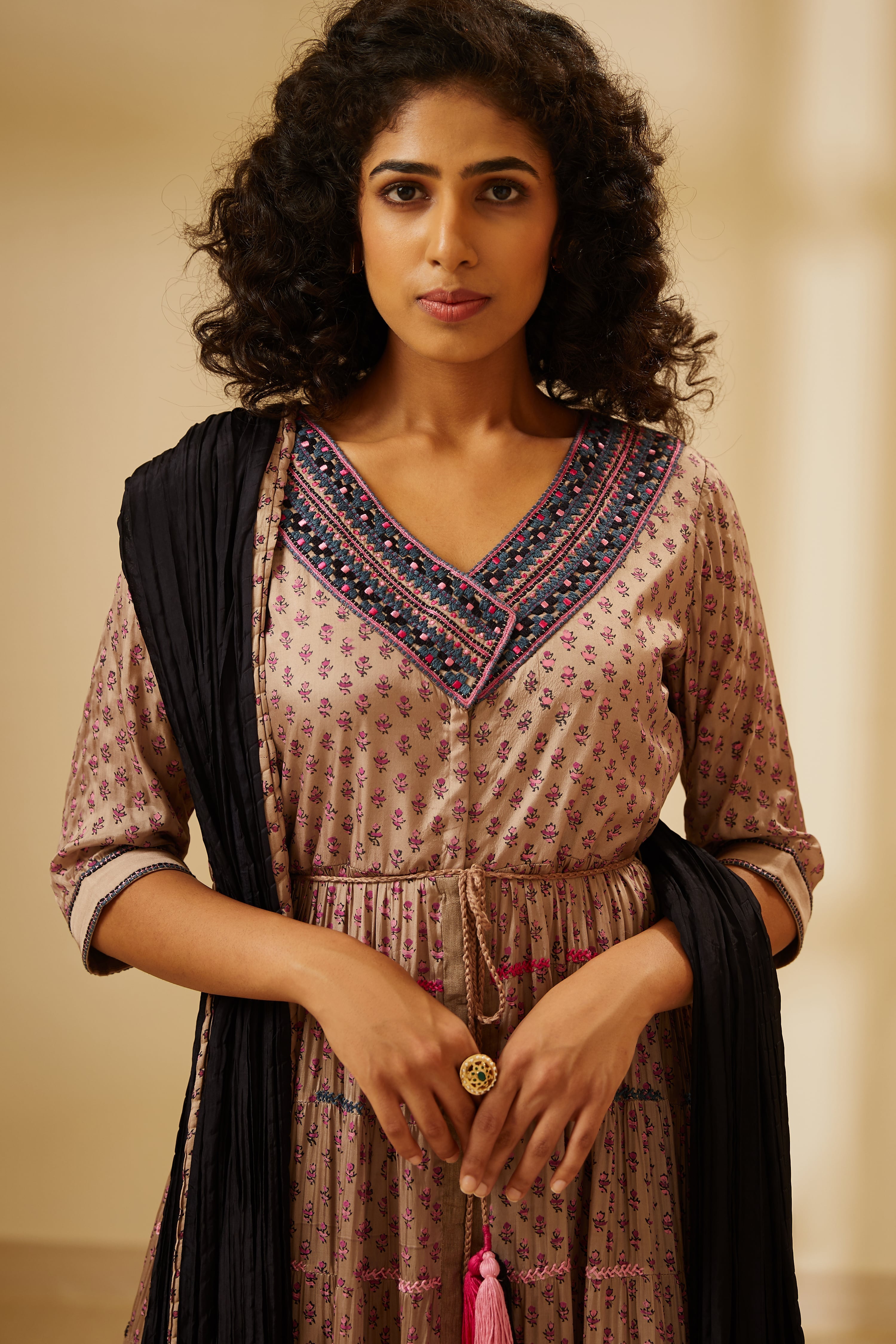 Natural Mauve Anarkali Set