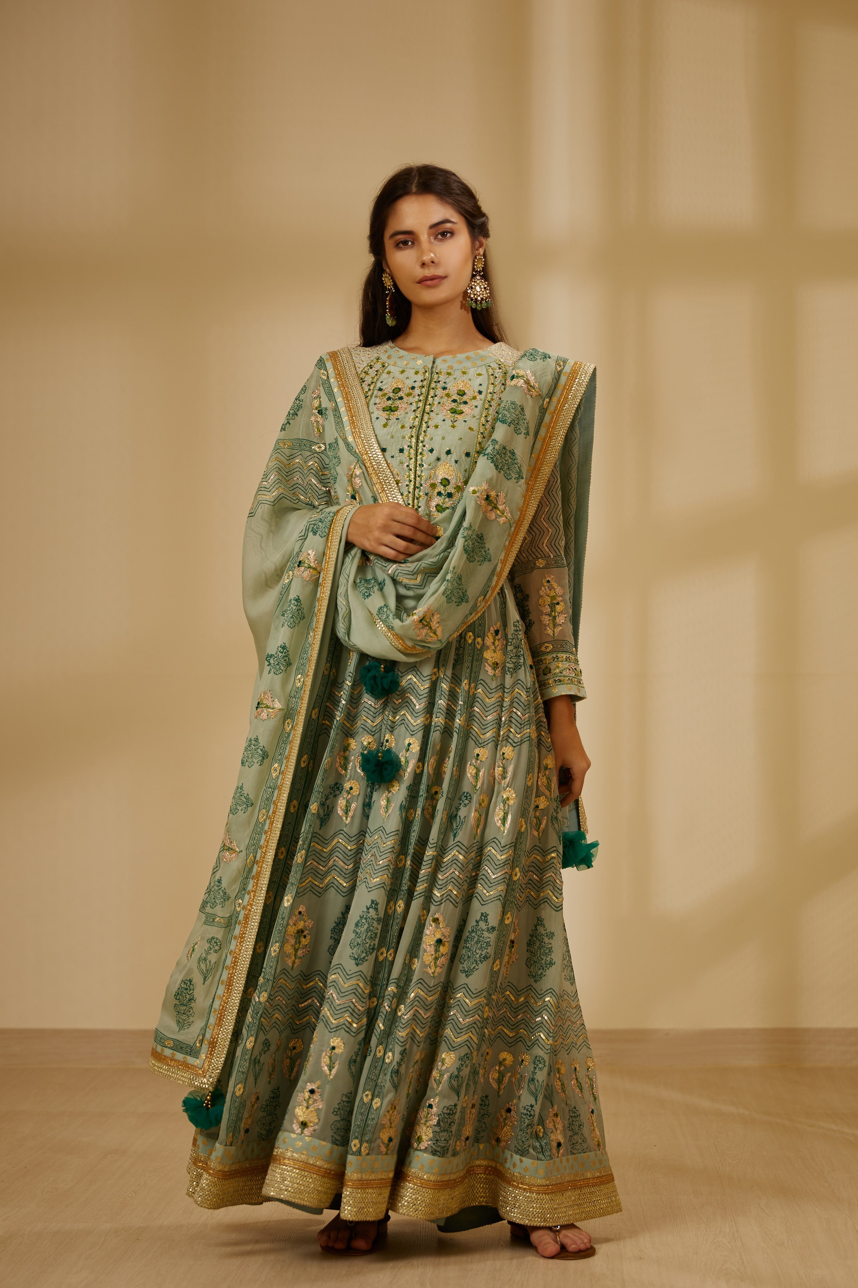 Light Sea Green Anarkali Set