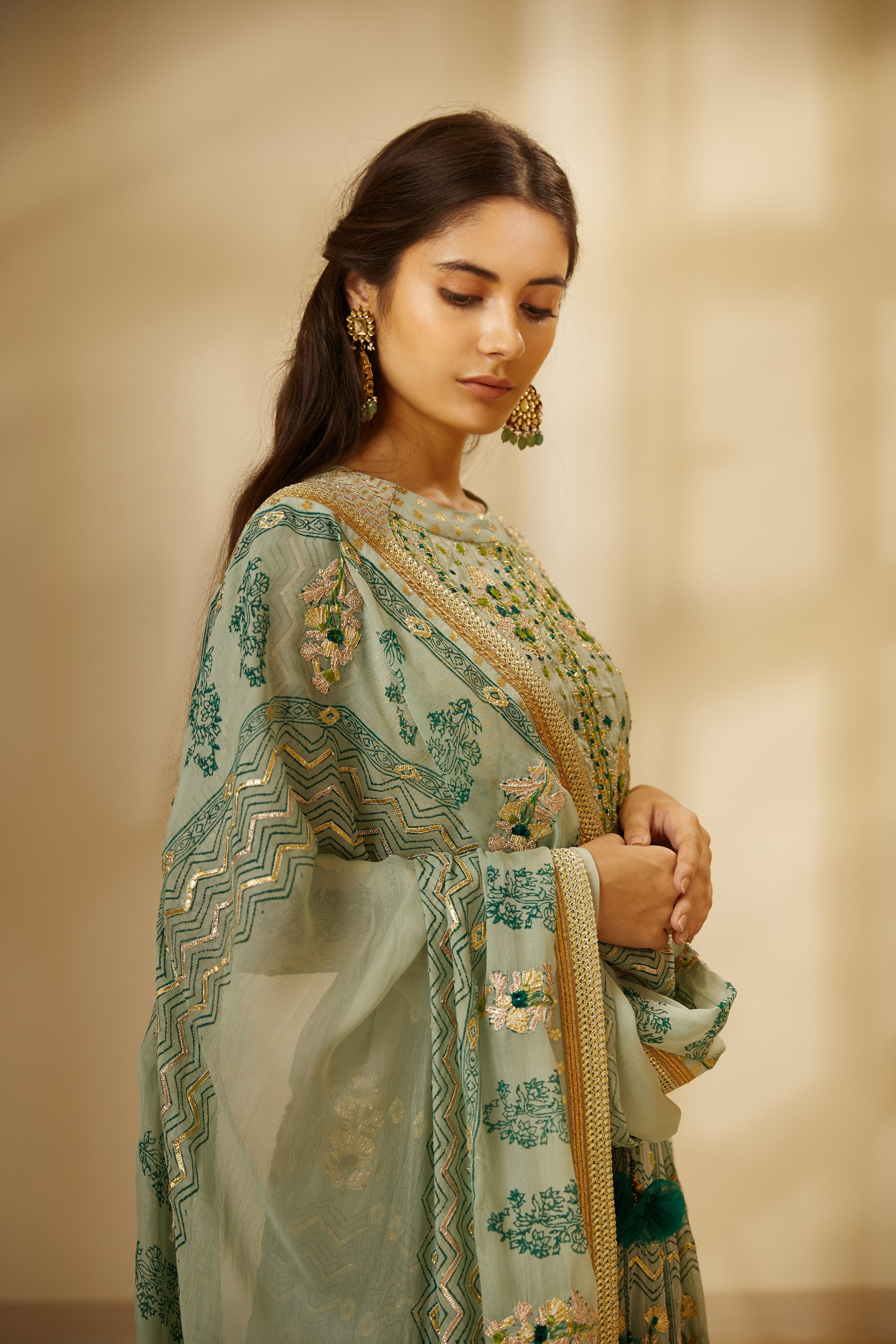 Light Sea Green Anarkali Set