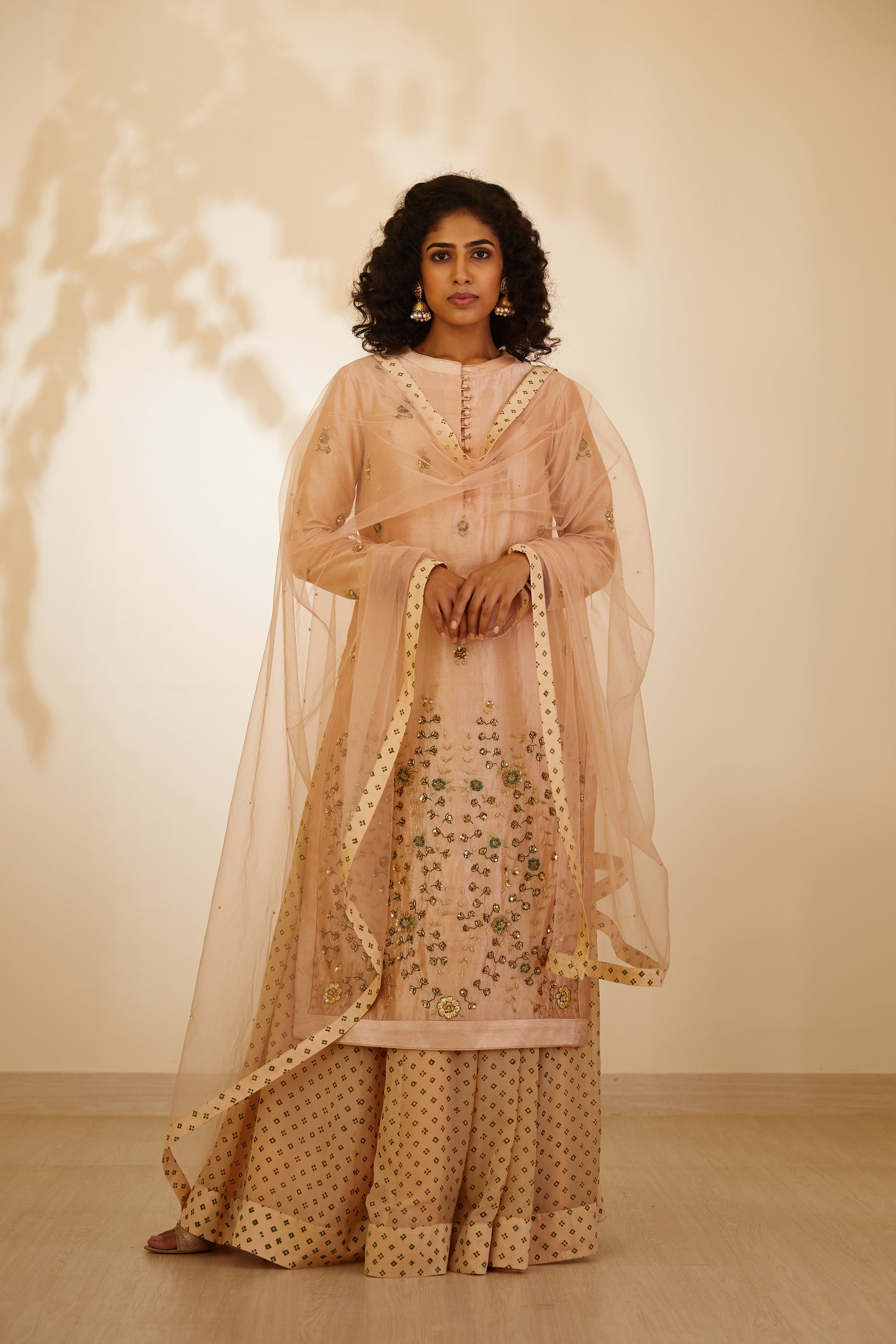Beige Kurta & Skirt Set