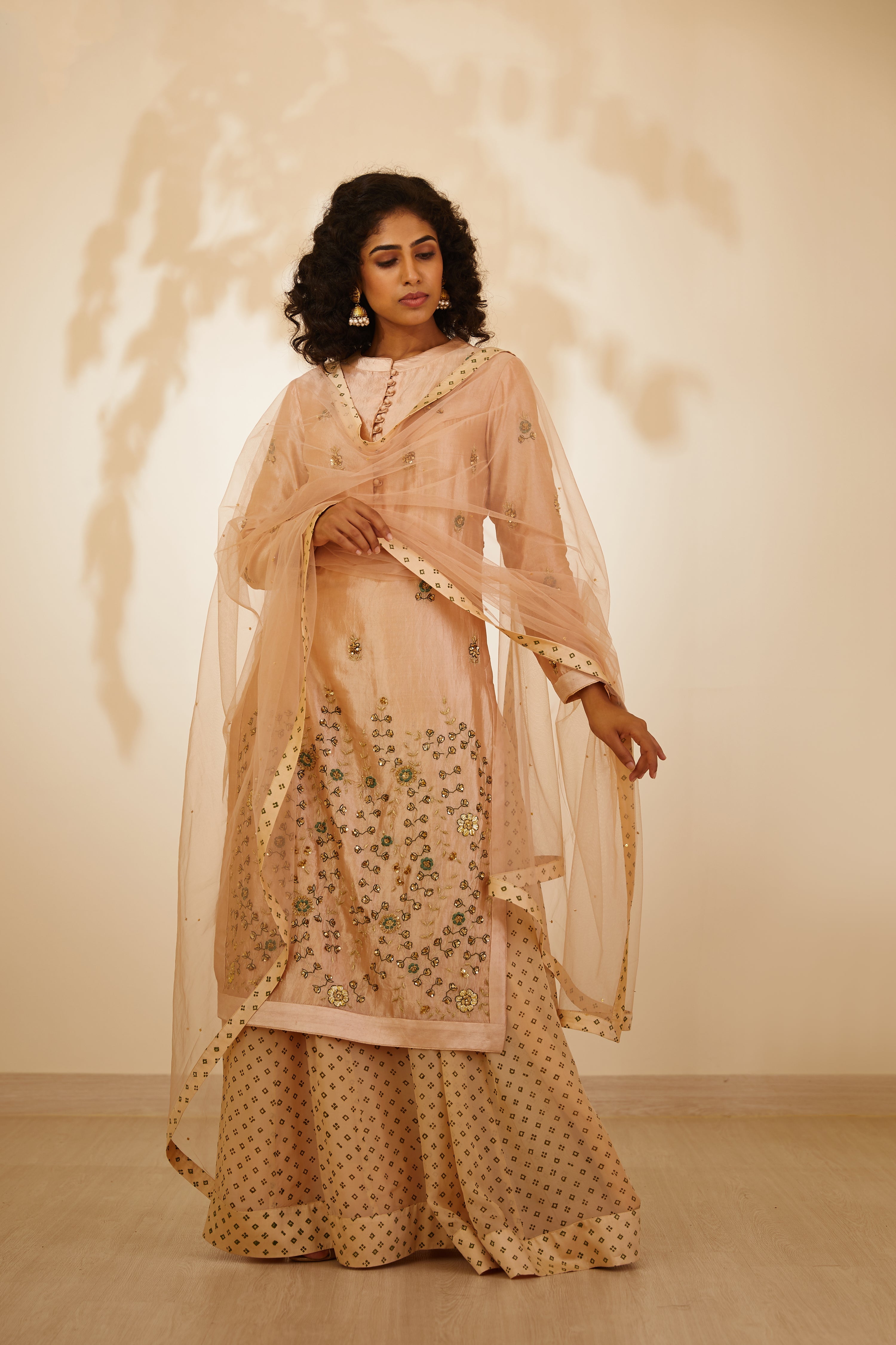 Beige Kurta & Skirt Set