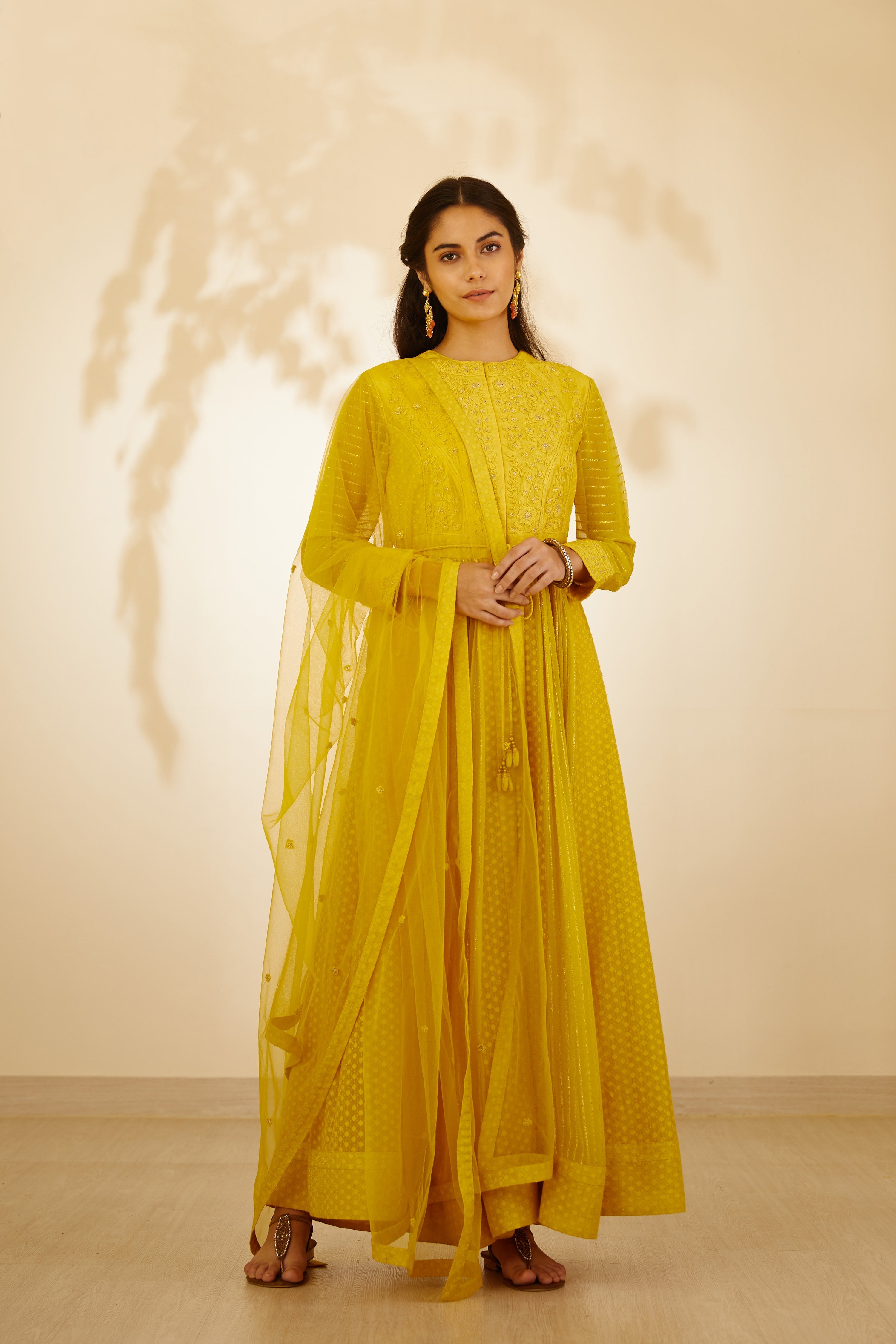 Mustard Yellow Anarkali Set