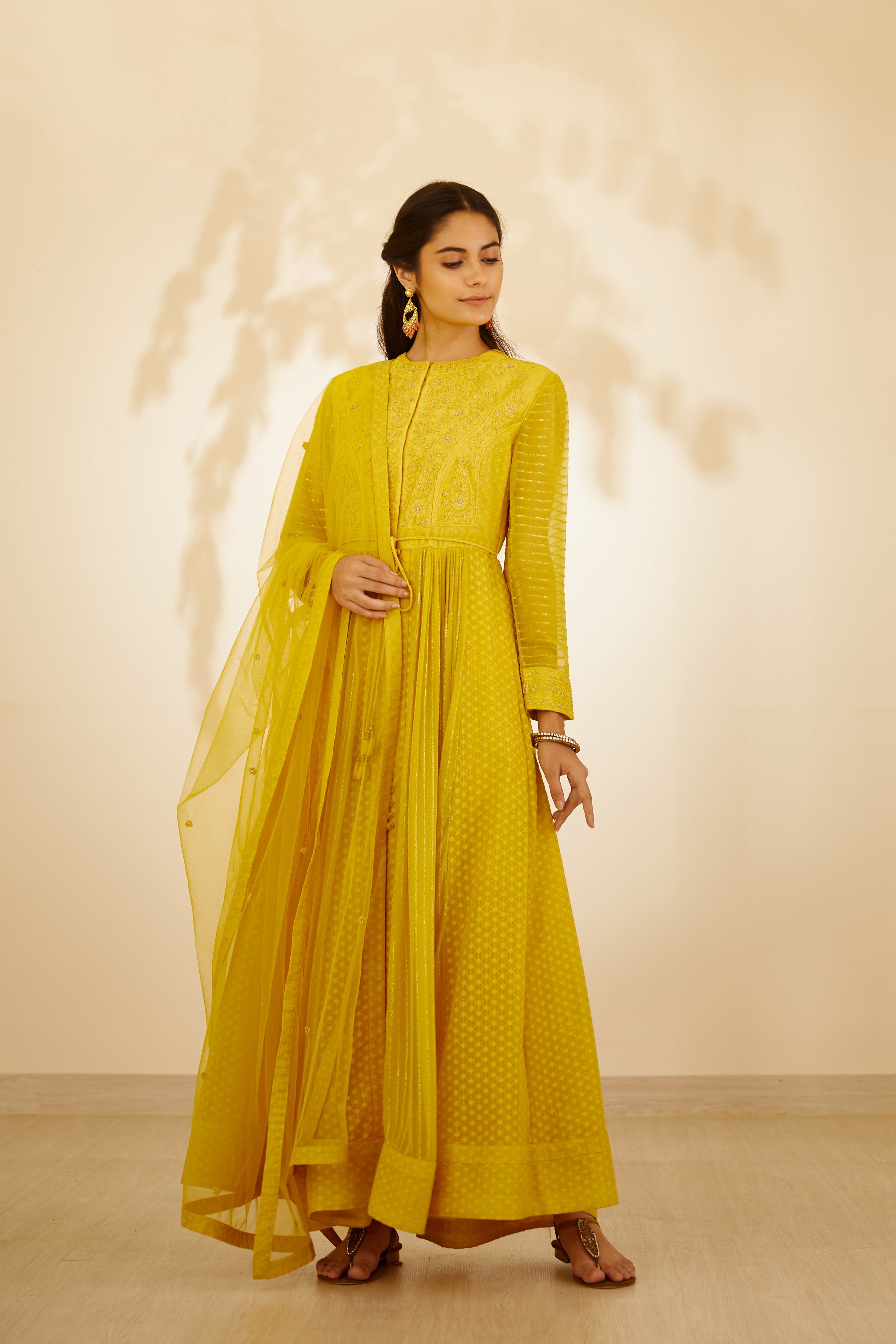 Mustard Yellow Anarkali Set