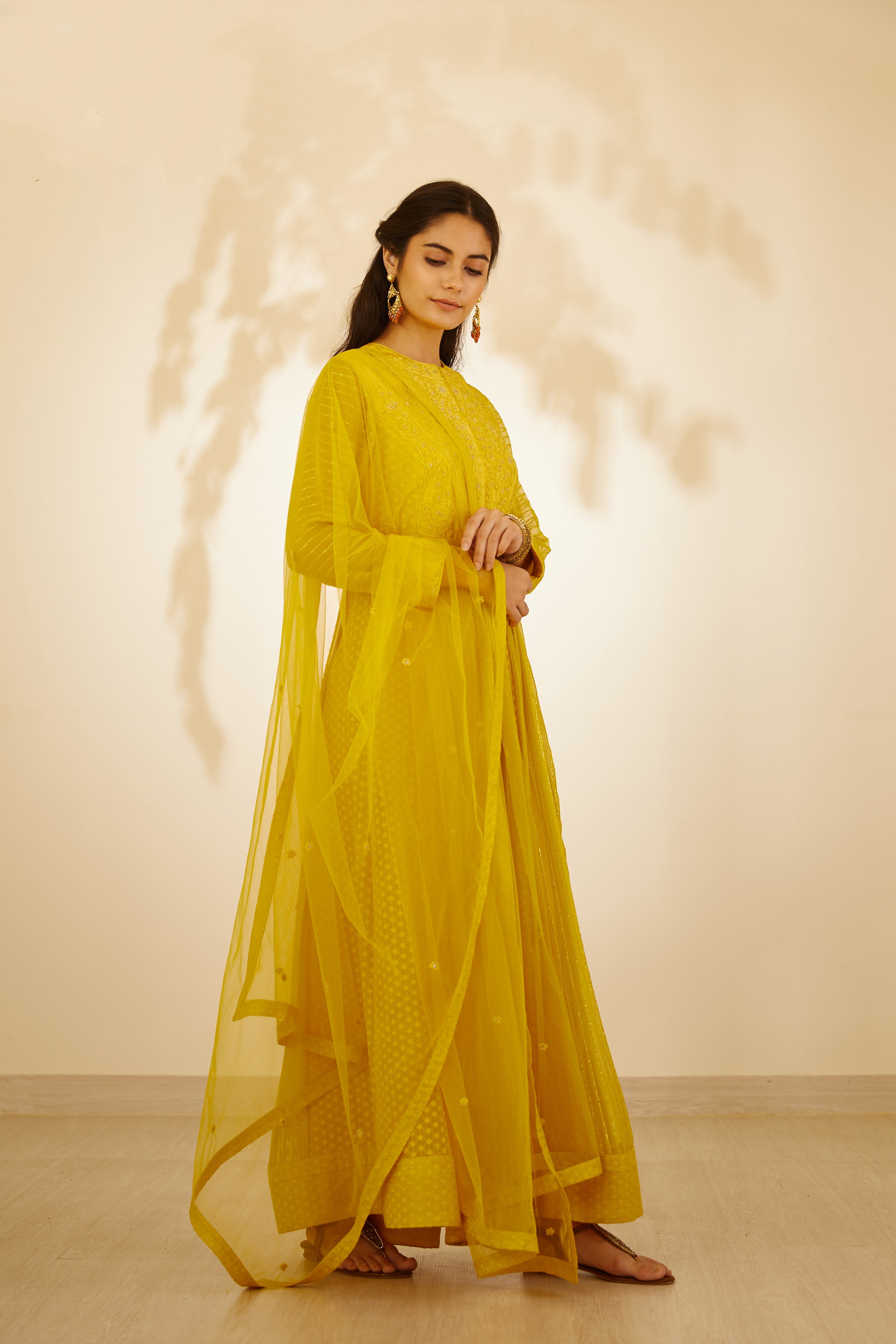 Mustard Yellow Anarkali Set
