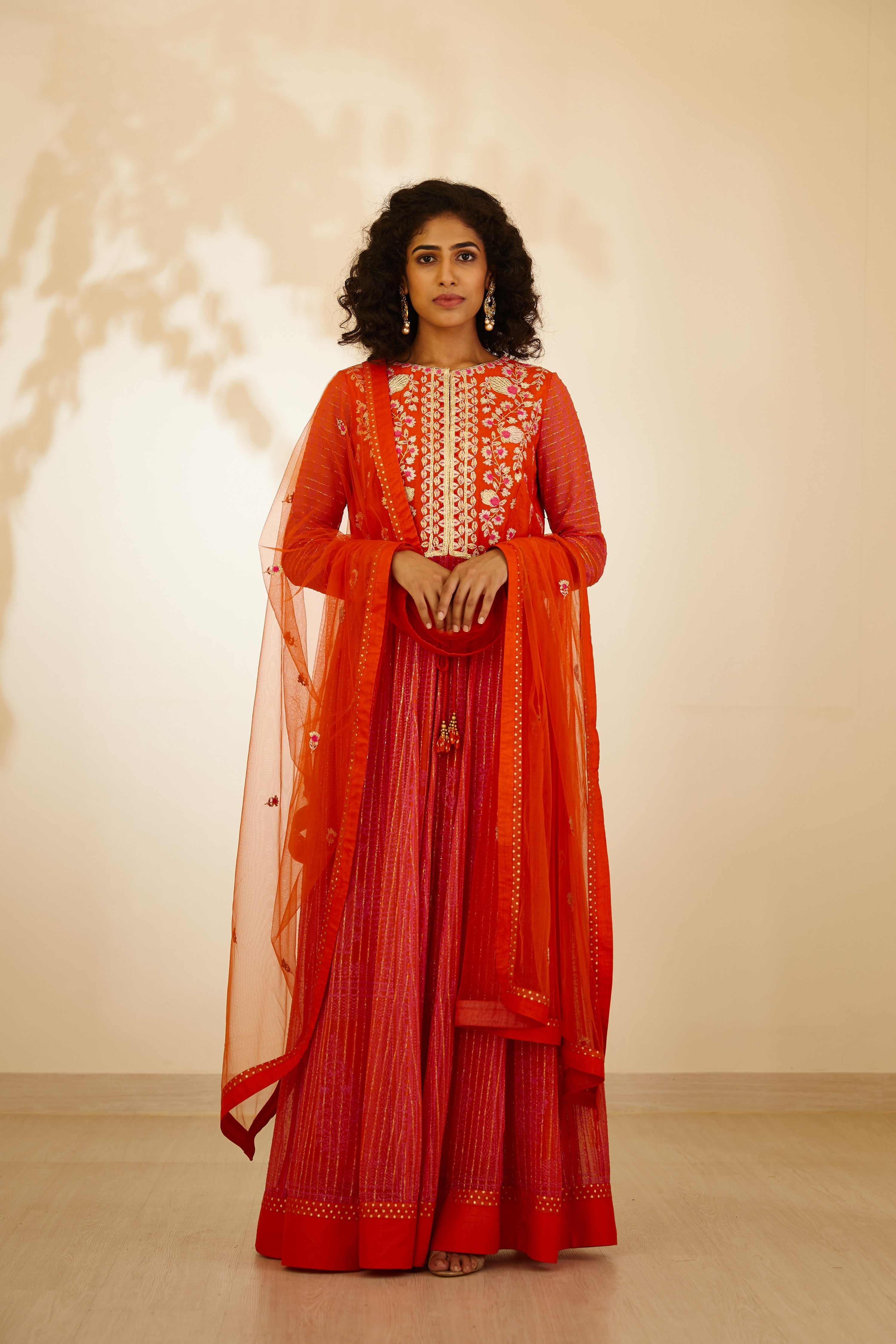 Burnt Orange Anarkali Set