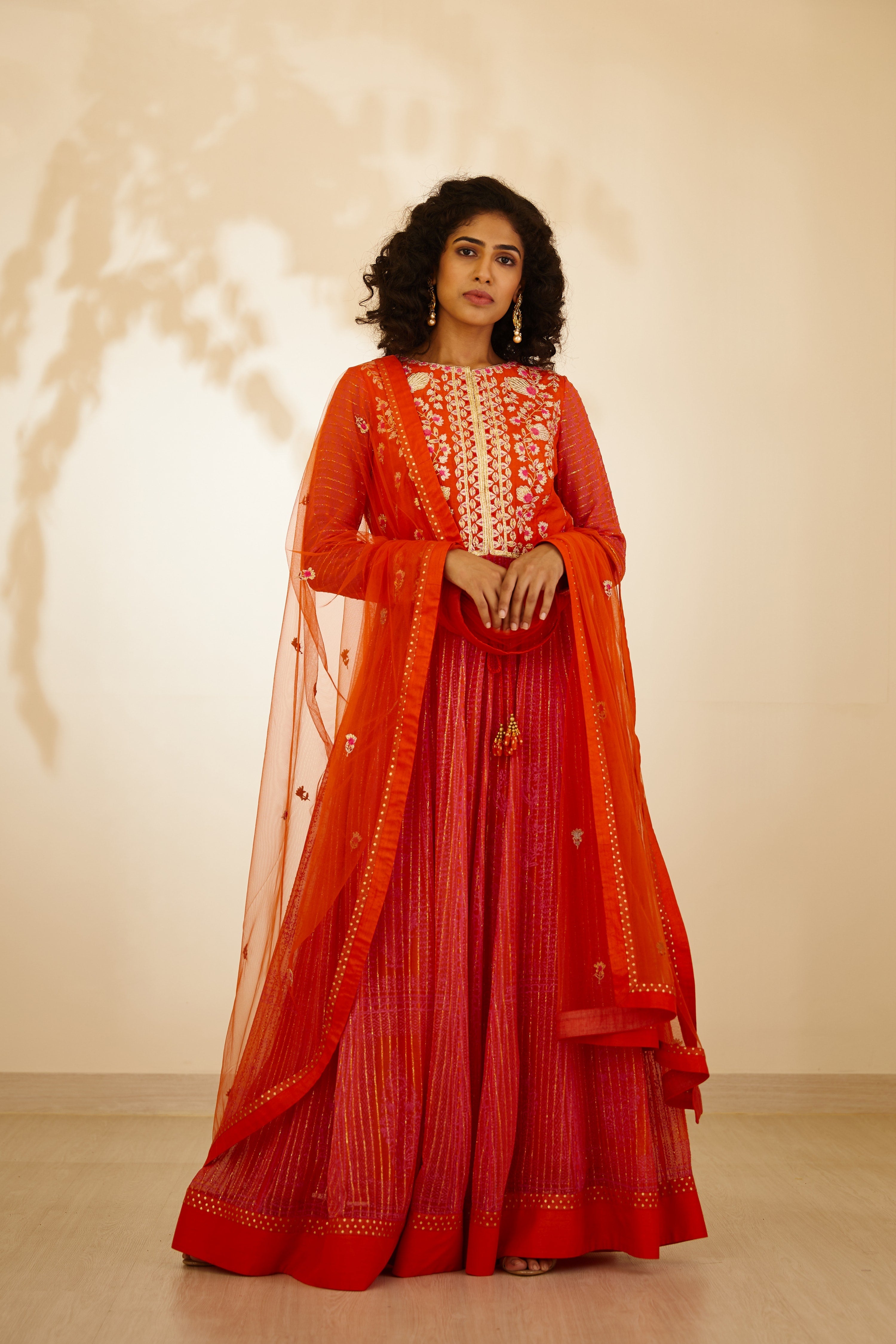 Burnt Orange Anarkali Set