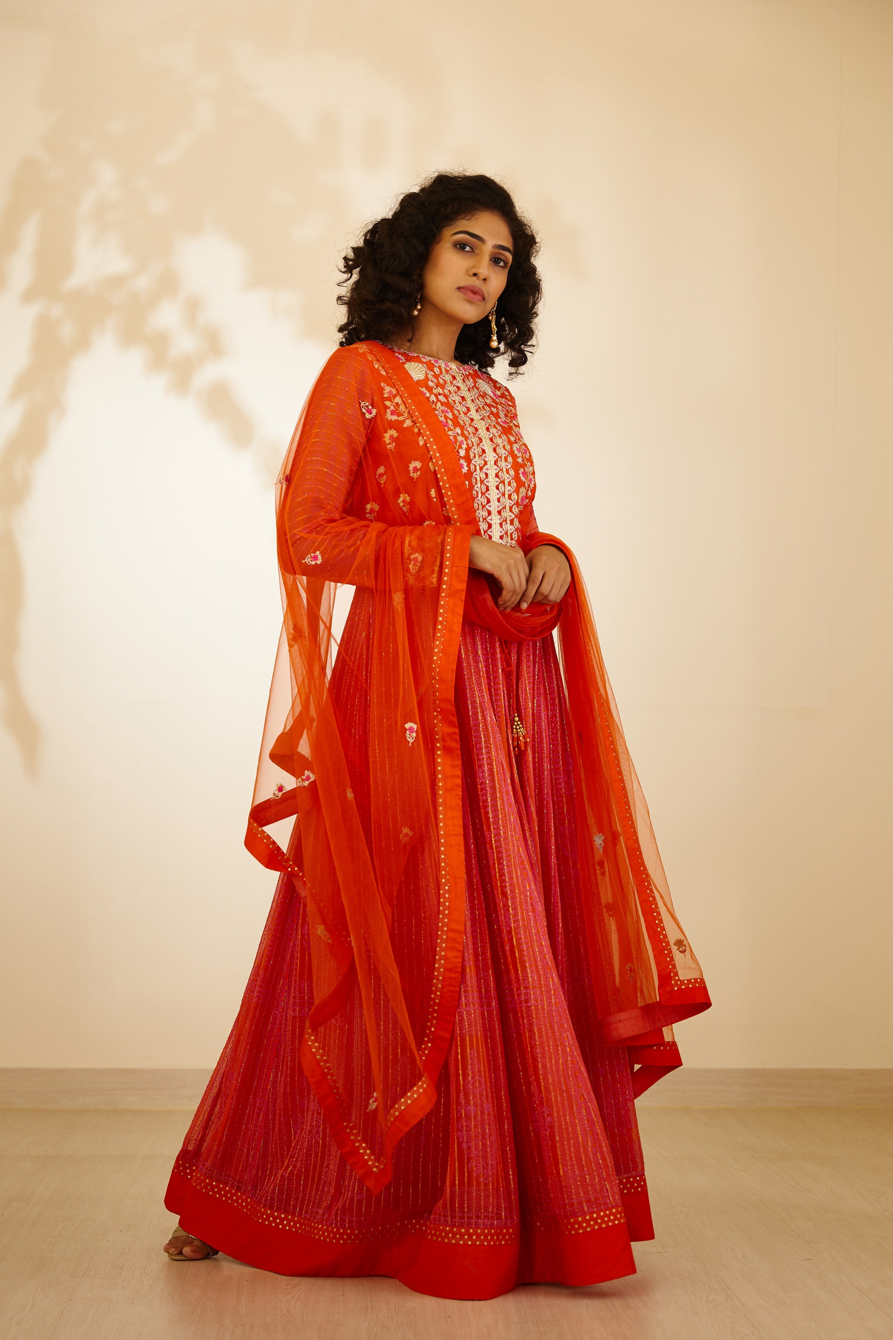Burnt Orange Anarkali Set