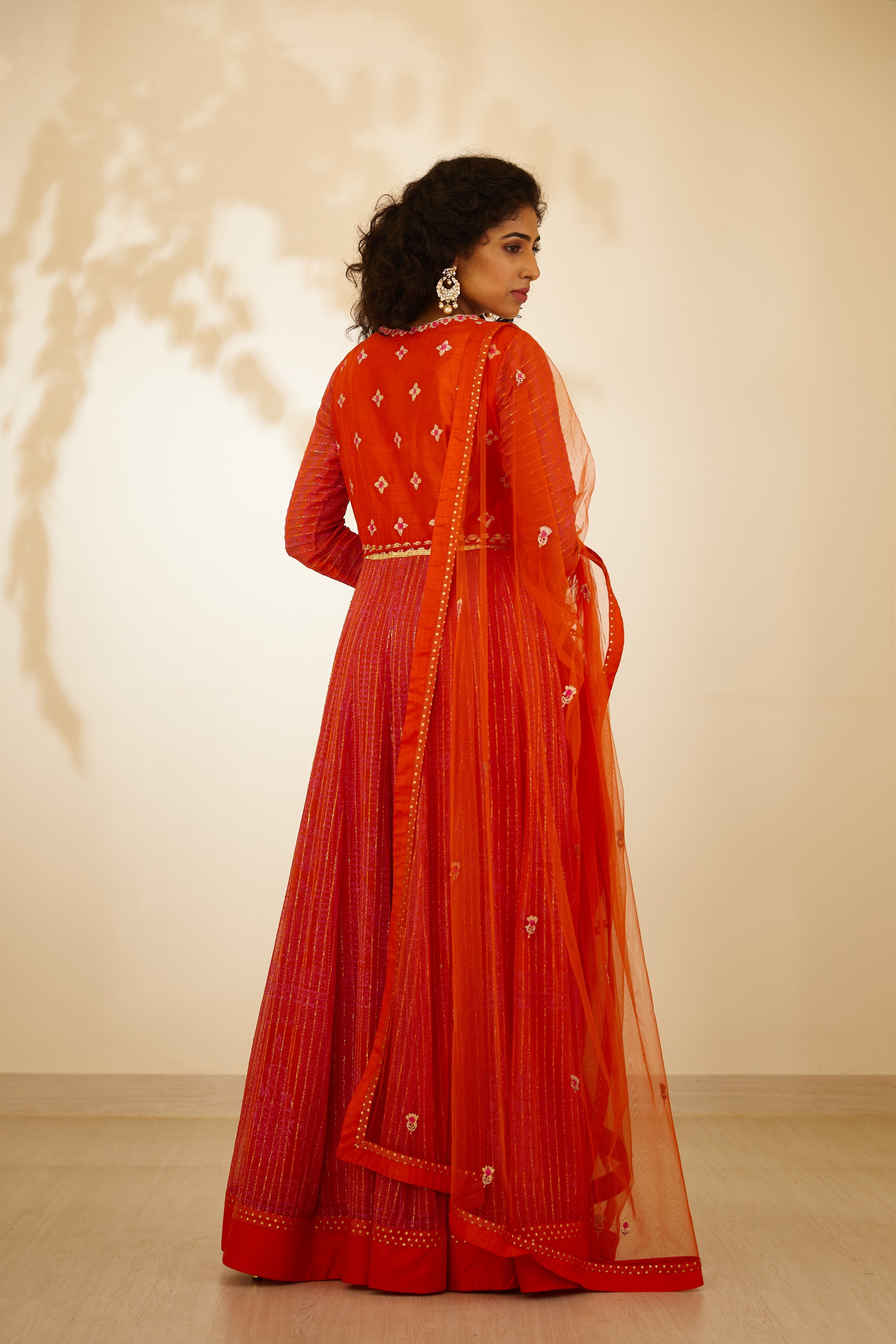 Burnt Orange Anarkali Set
