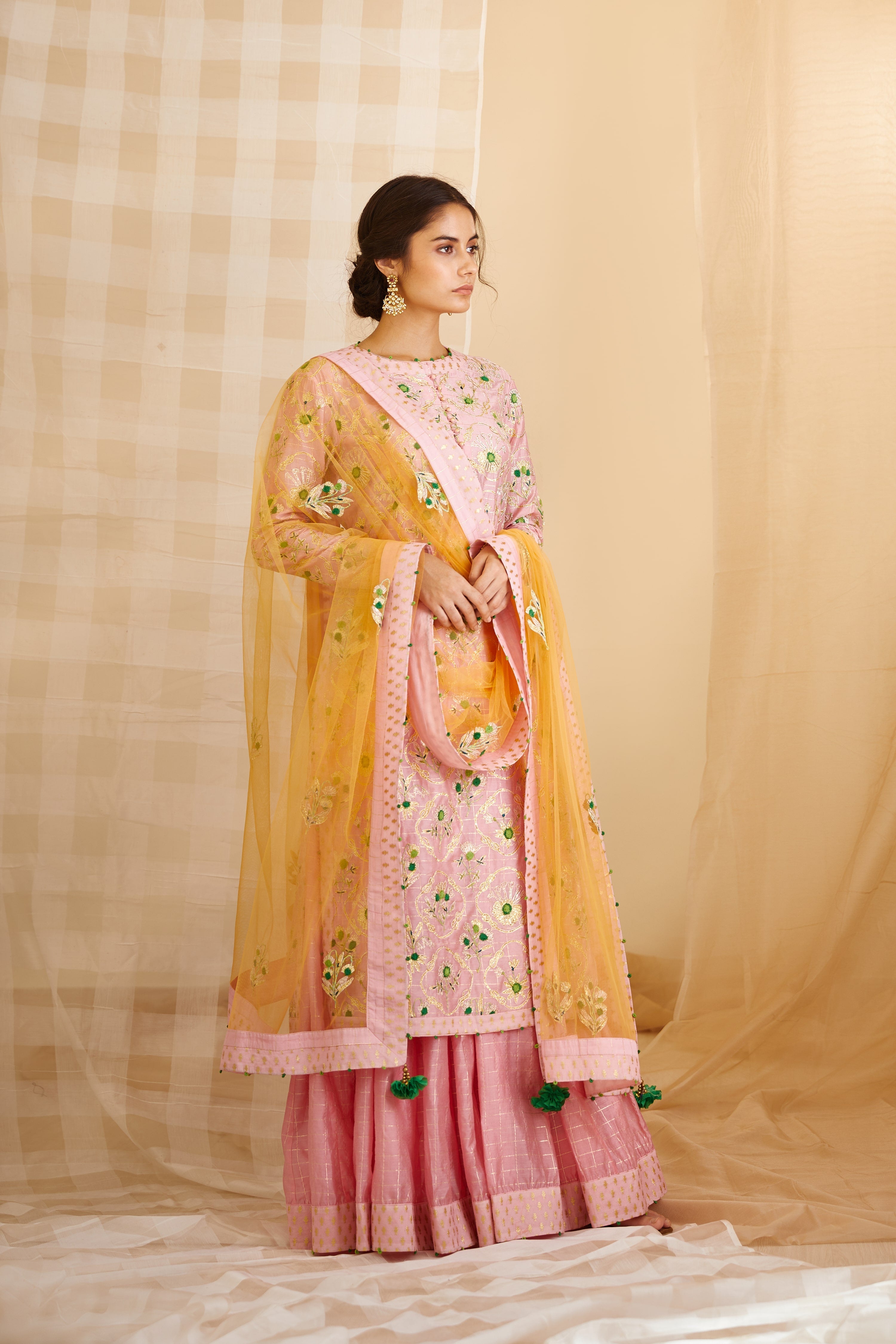 Pink Kurta & Skirt Set
