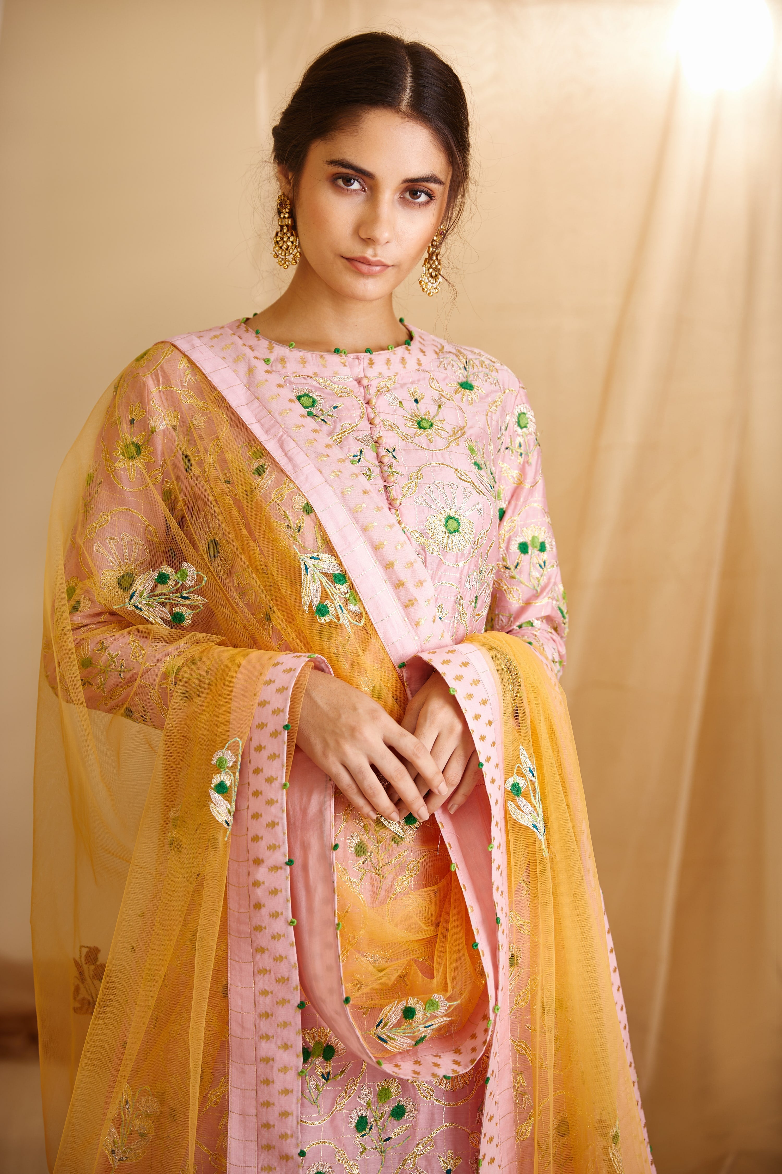 Pink Kurta & Skirt Set