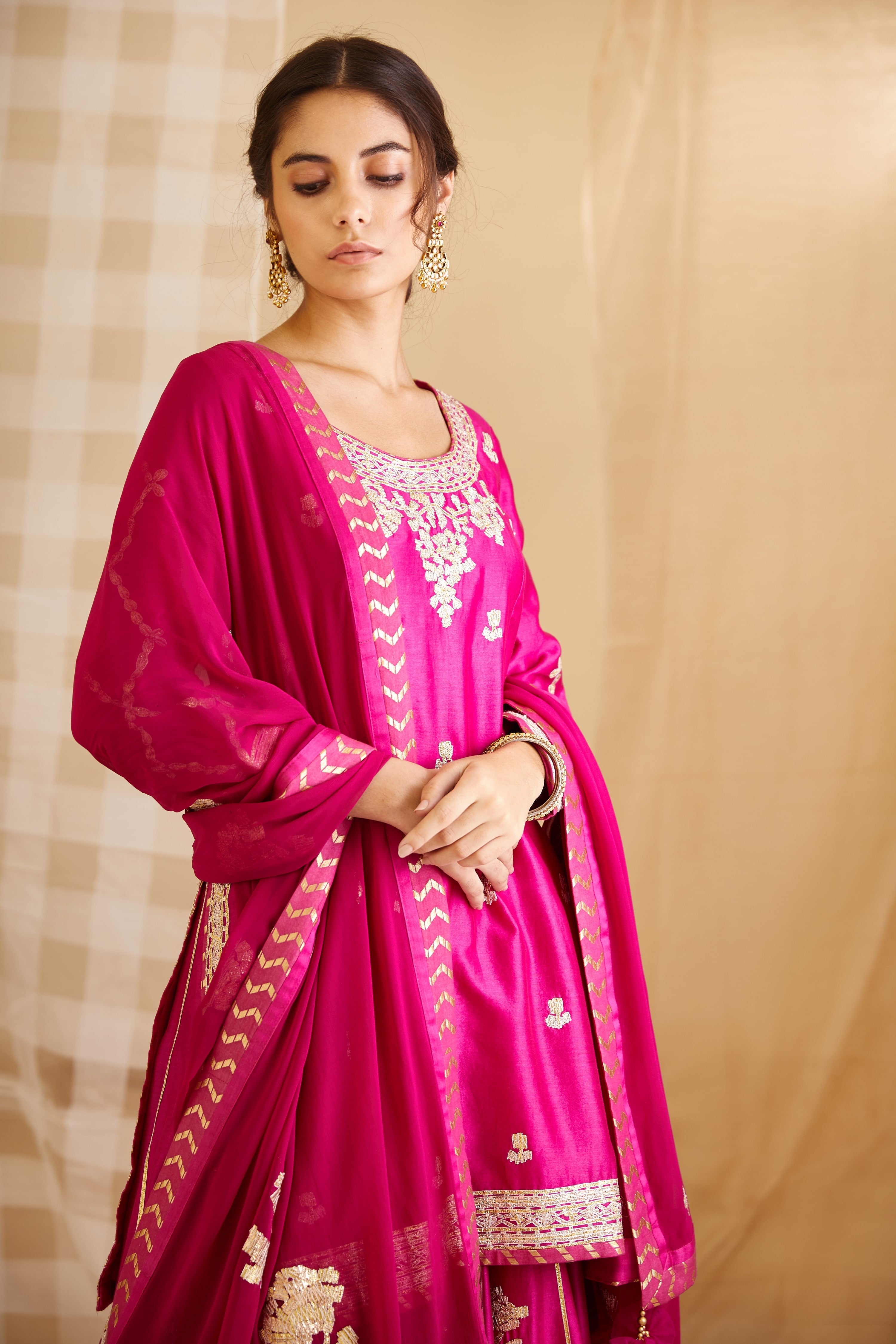 Magenta Pink Kurta & Skirt Set