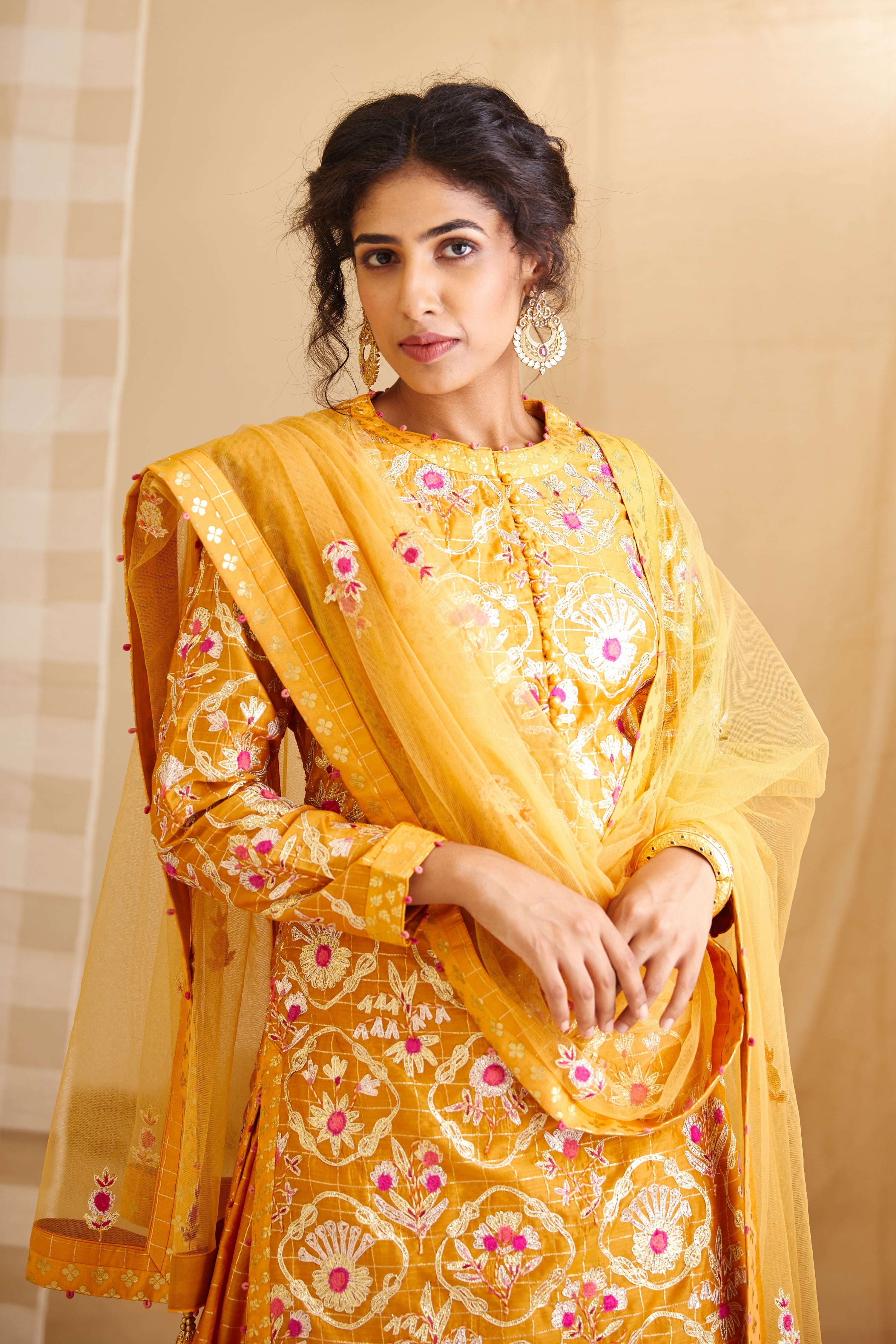 Mango Yellow Kurta & Skirt Set