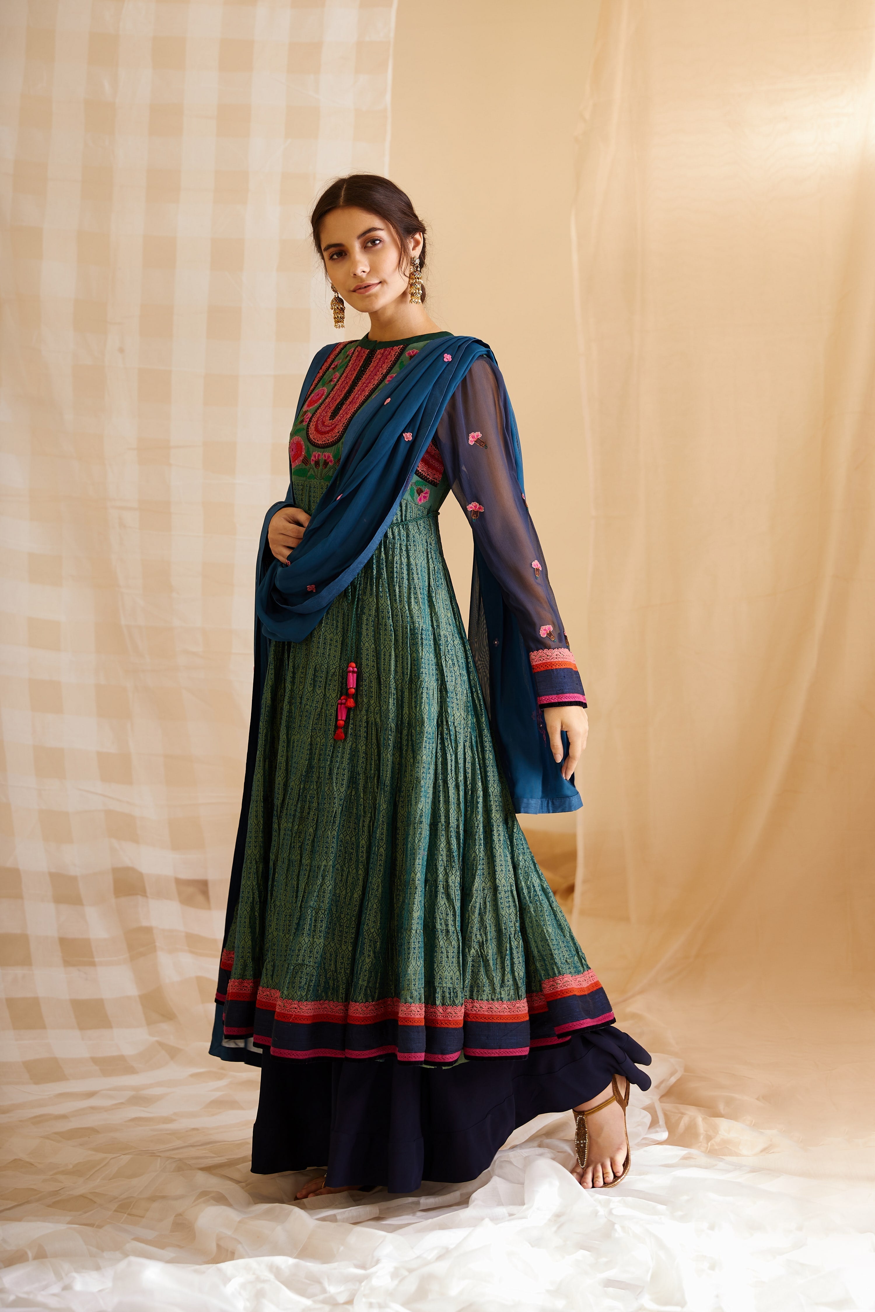 Teal Green Anarkali Set