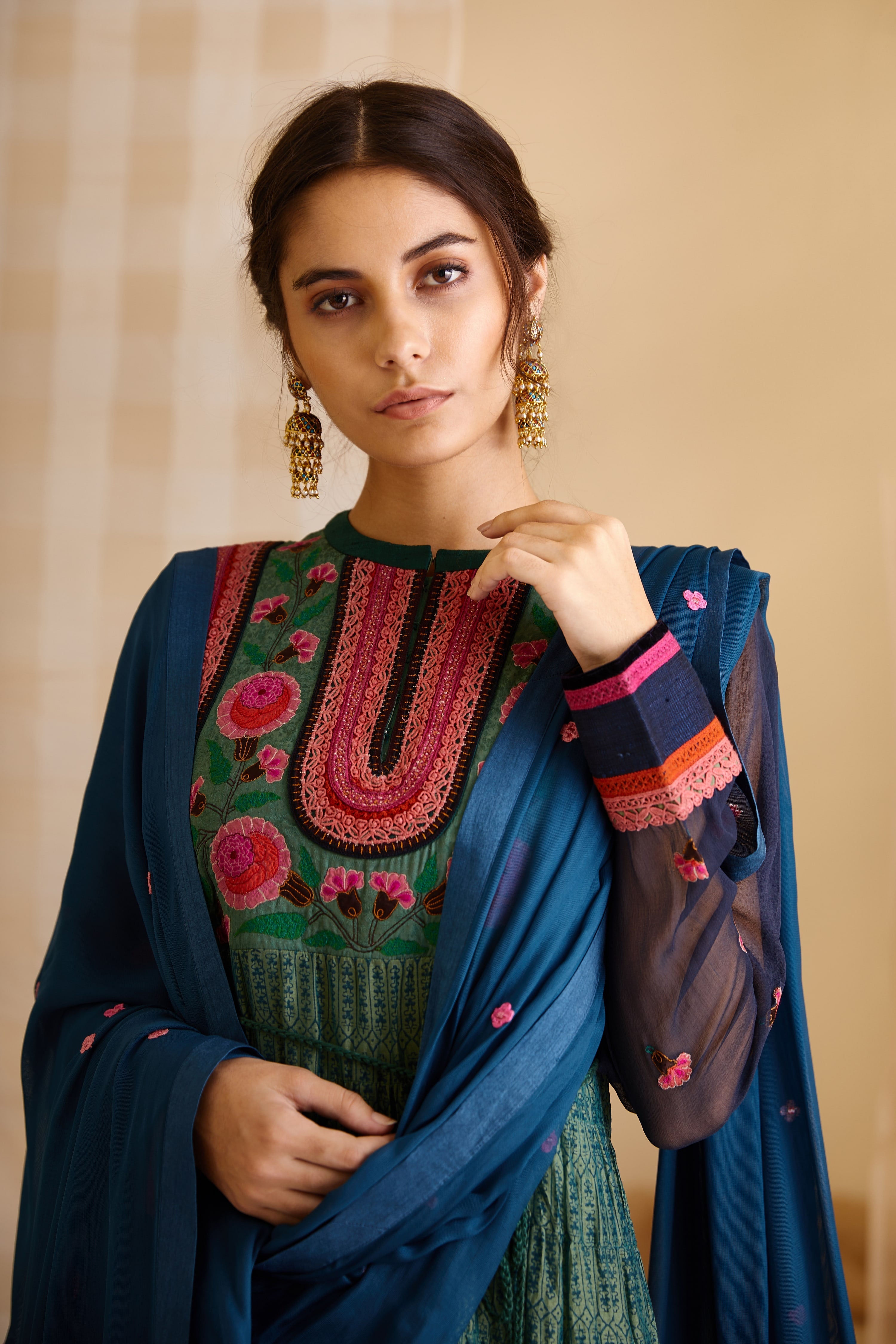 Teal Green Anarkali Set