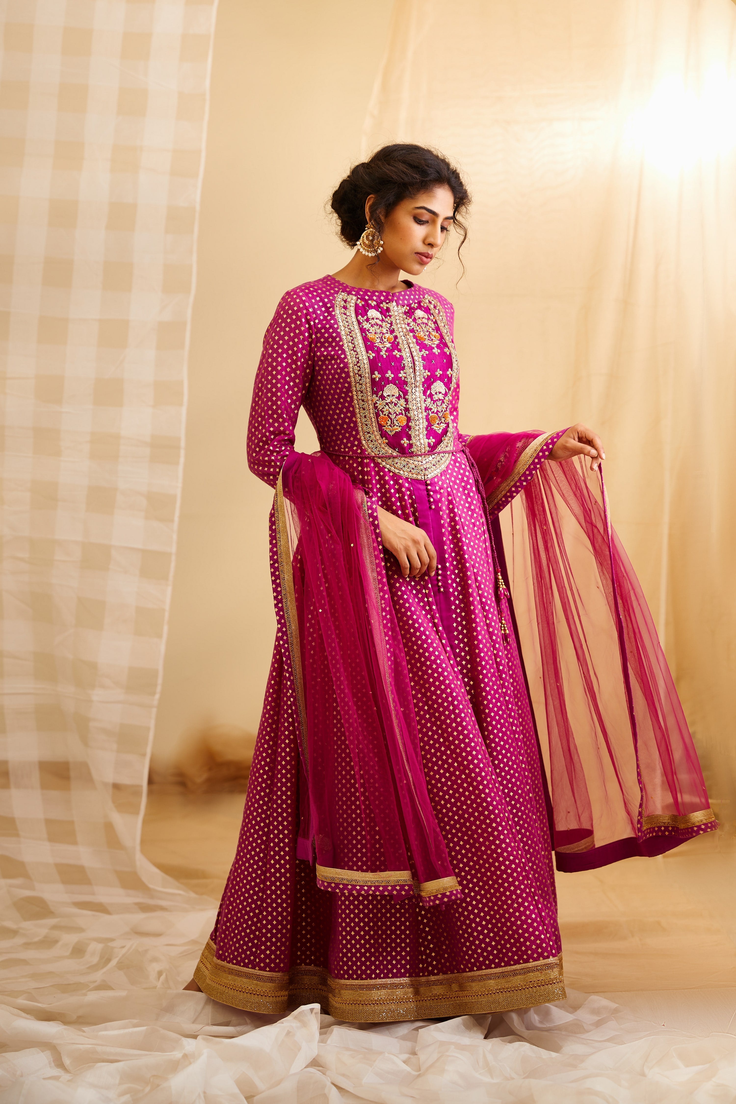 Wine Pink Anarkali Set