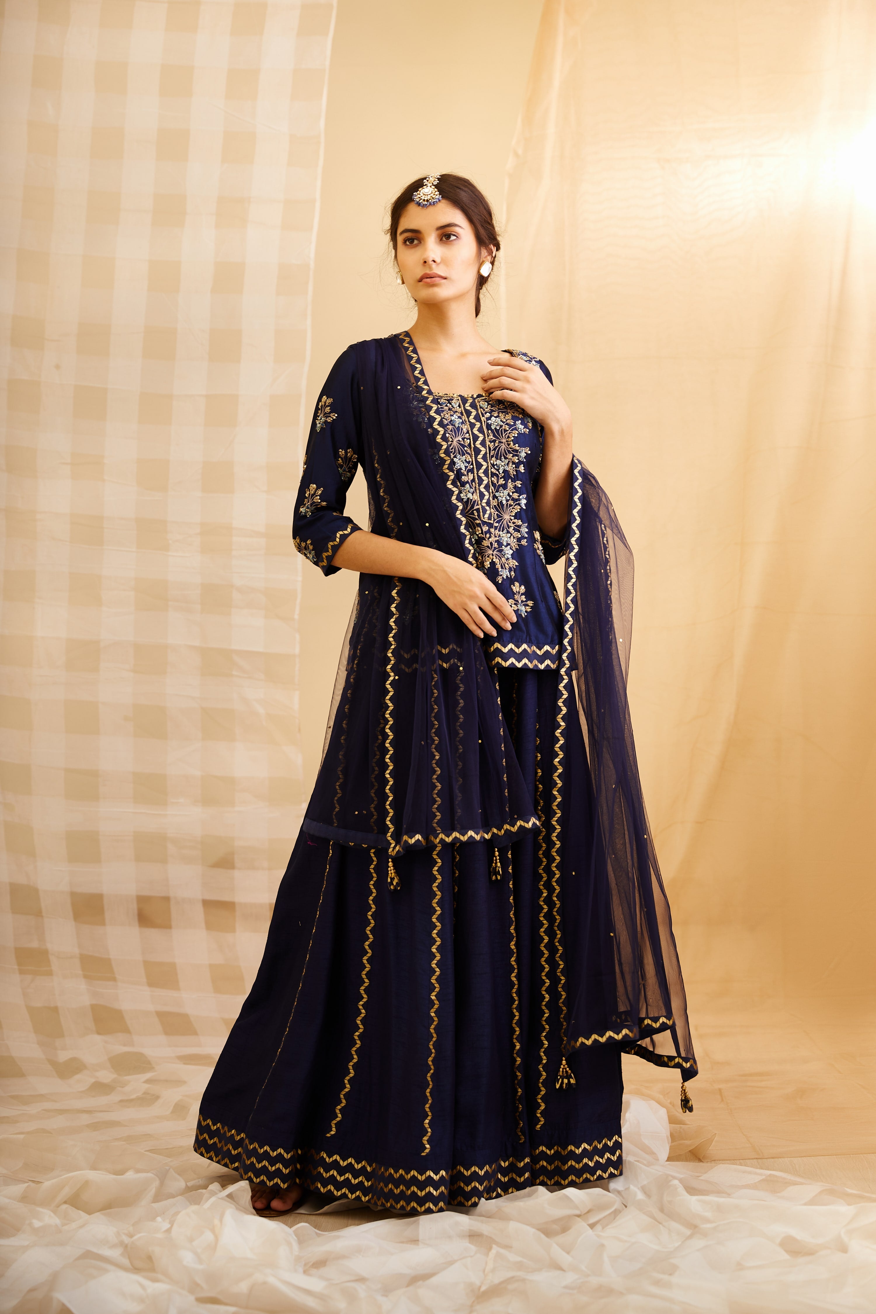 Navy Blue Lehenga Set