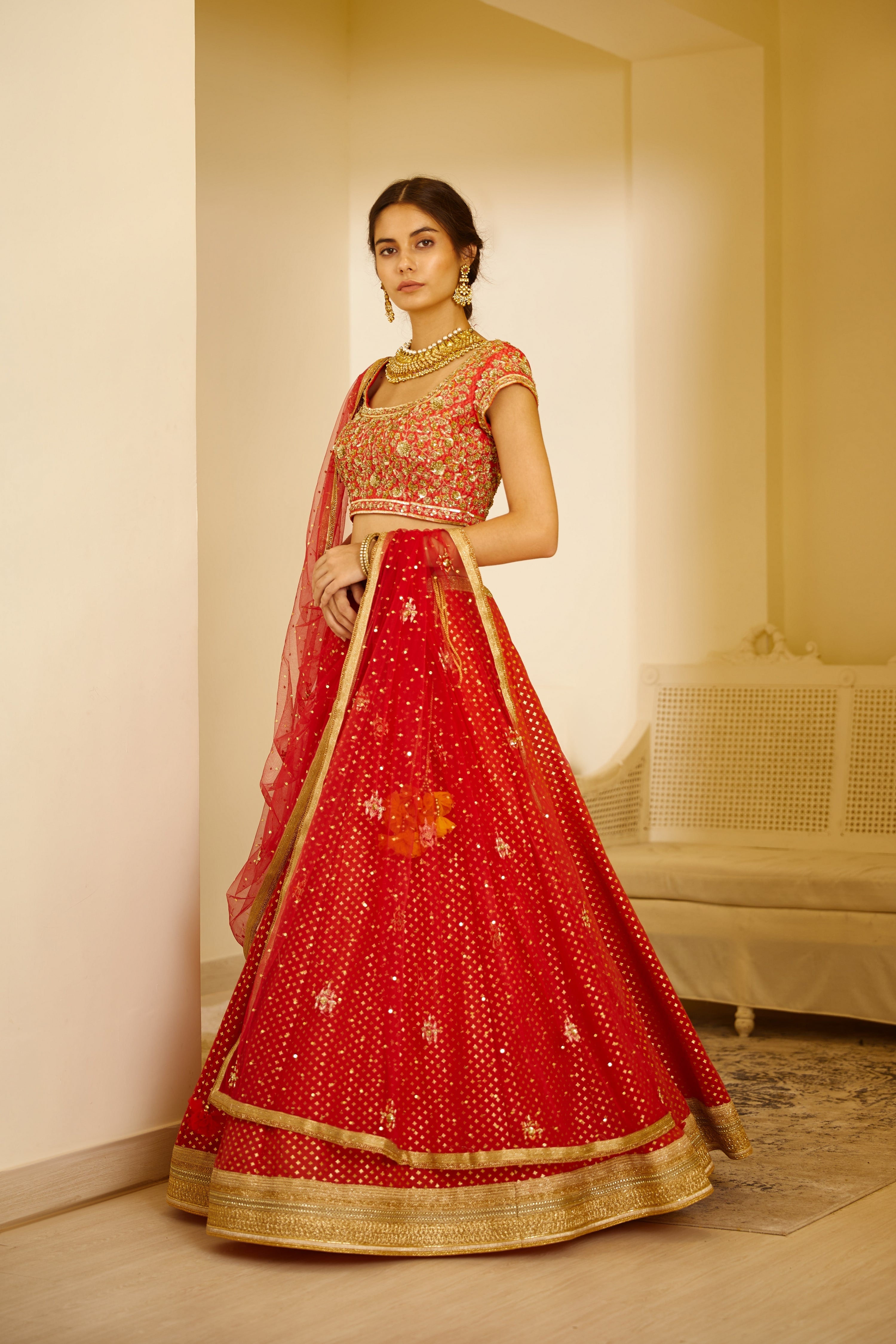 Orange Red Lehenga Set