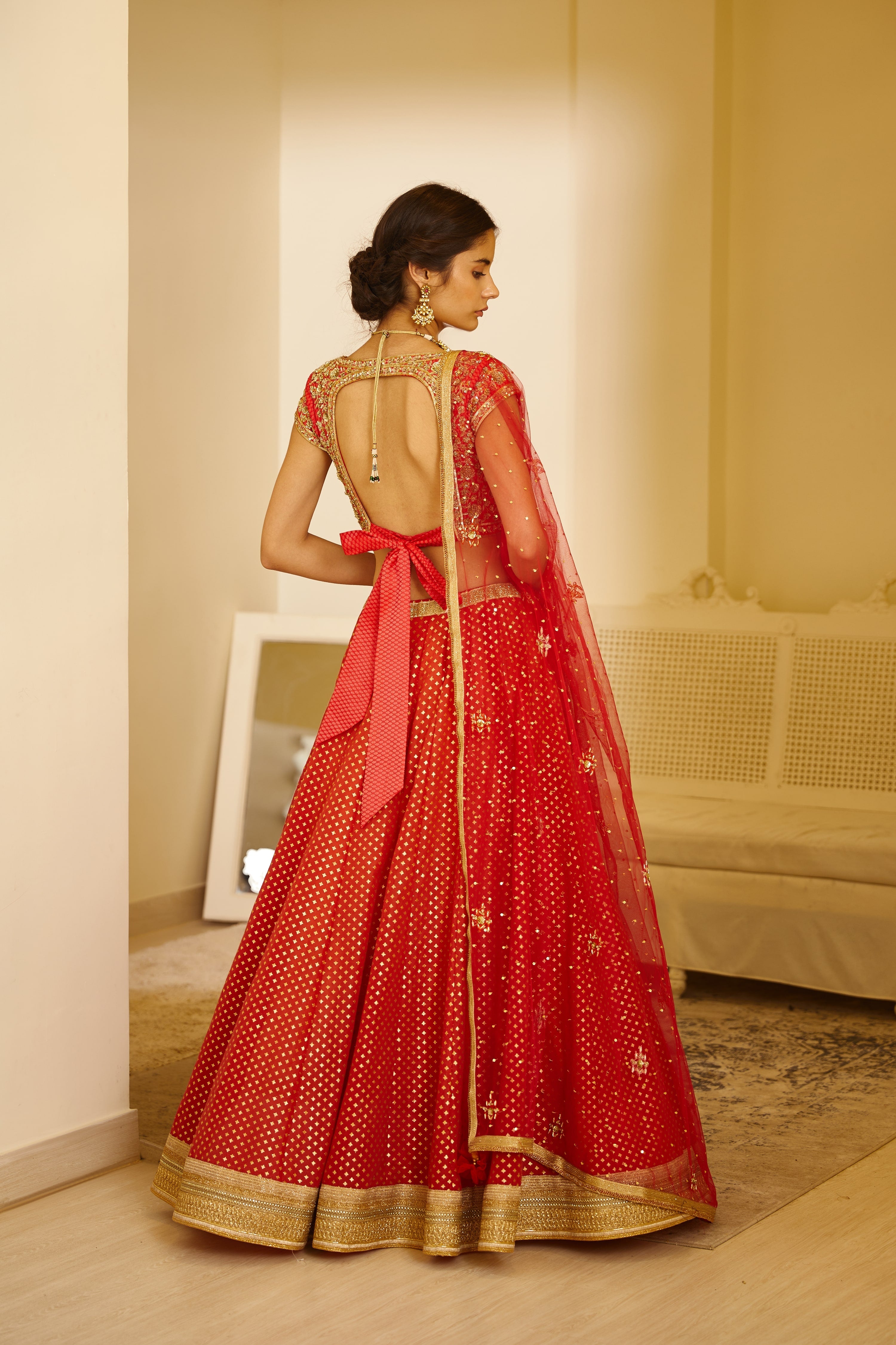 Orange Red Lehenga Set