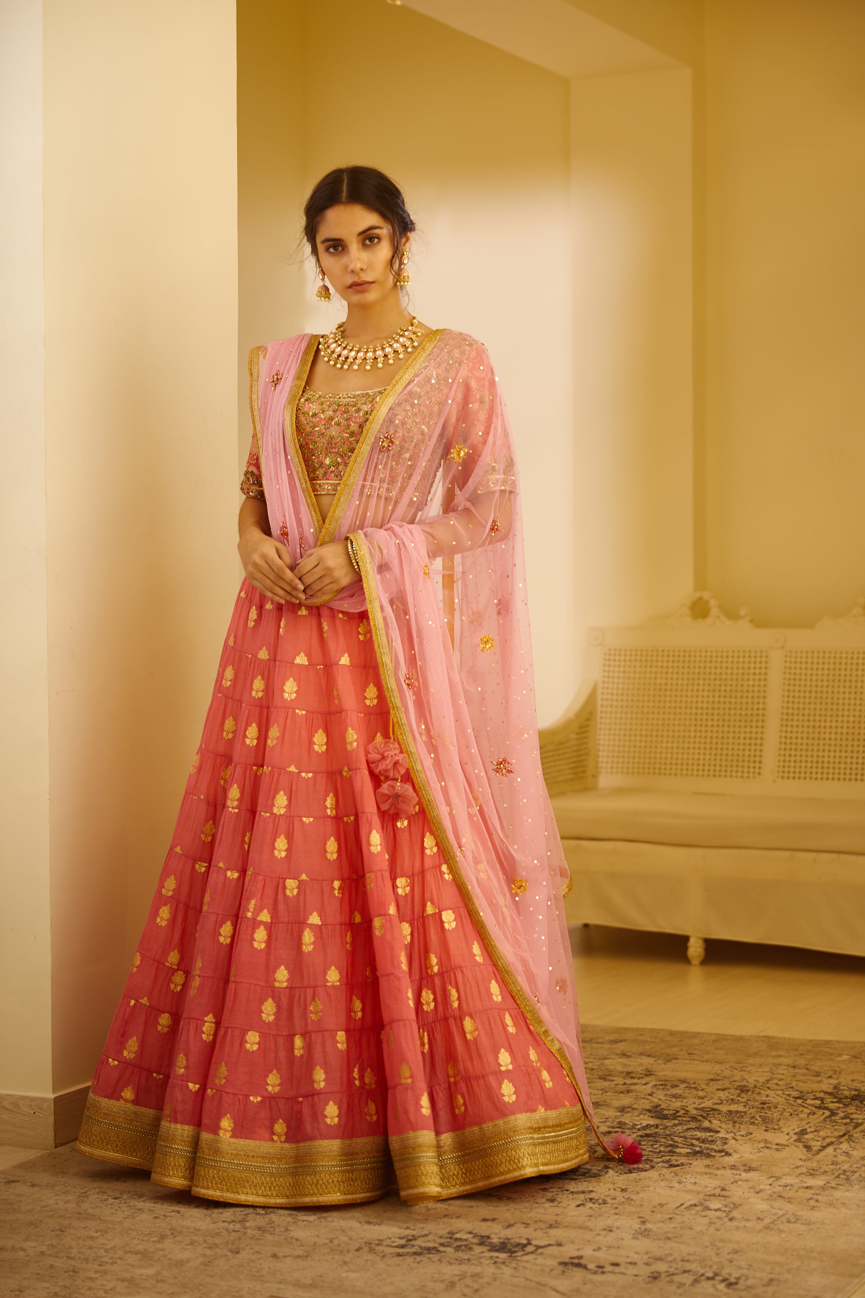 Coral Pink Lehenga Set