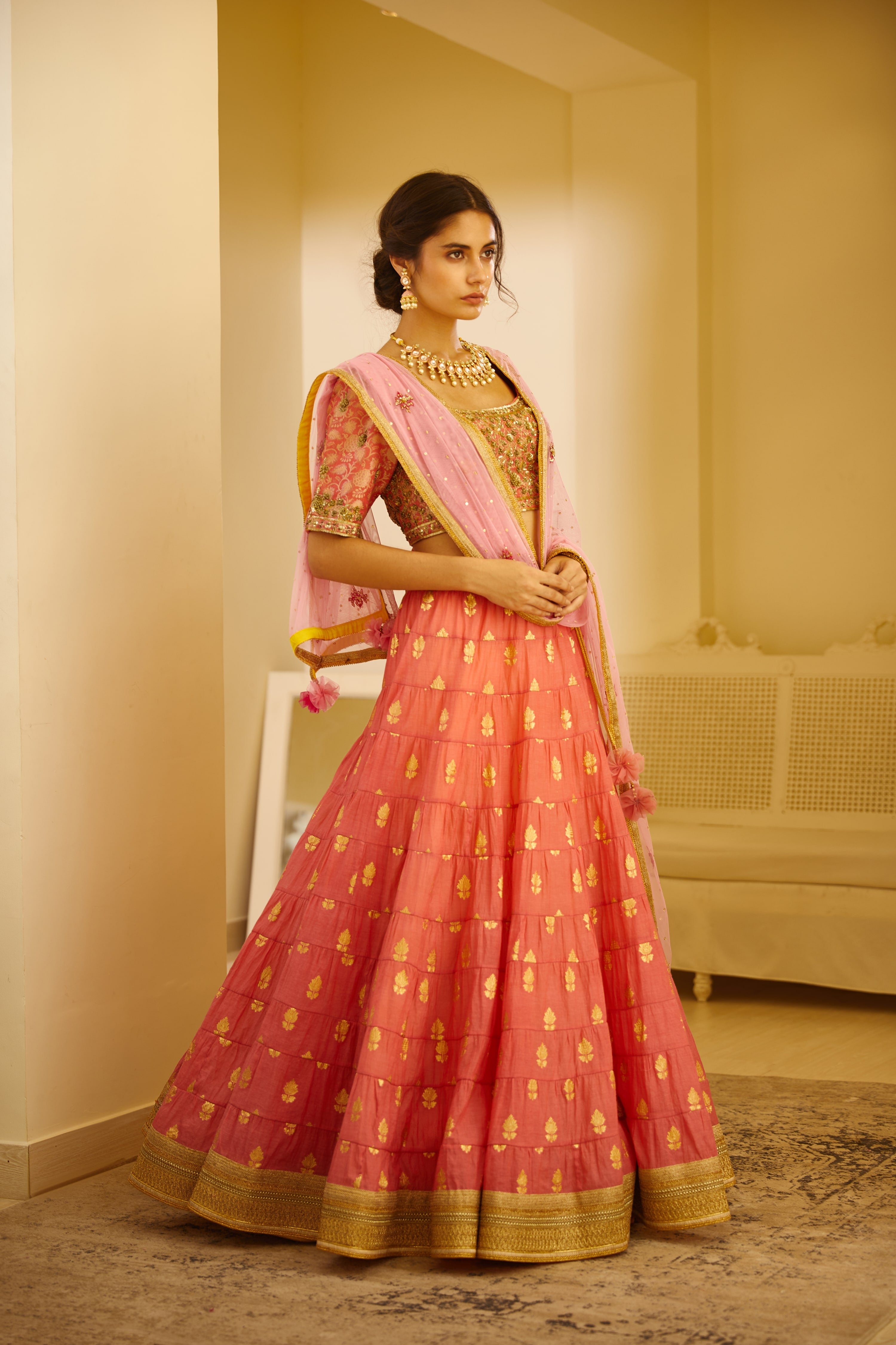 Coral Pink Lehenga Set