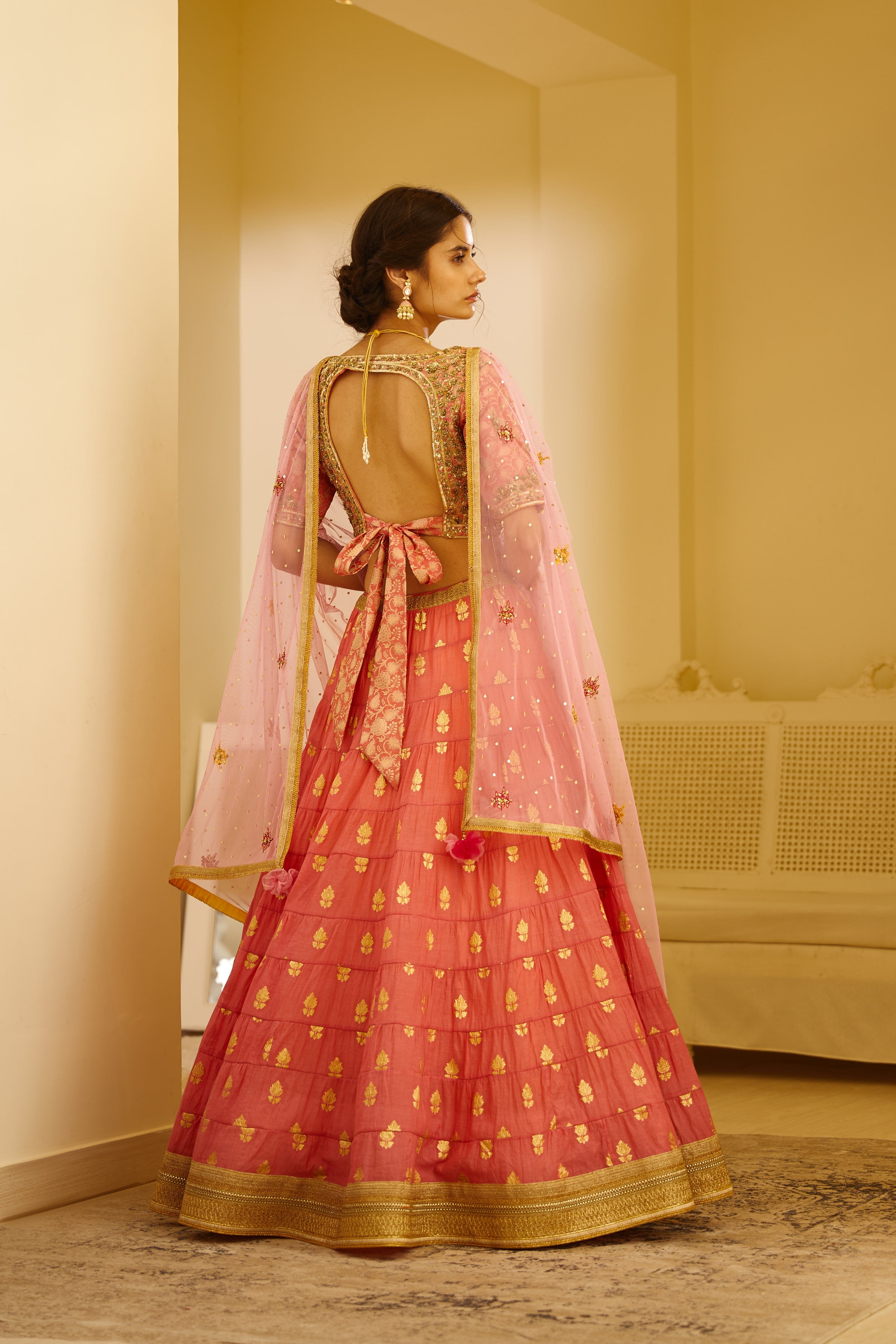 Coral Pink Lehenga Set