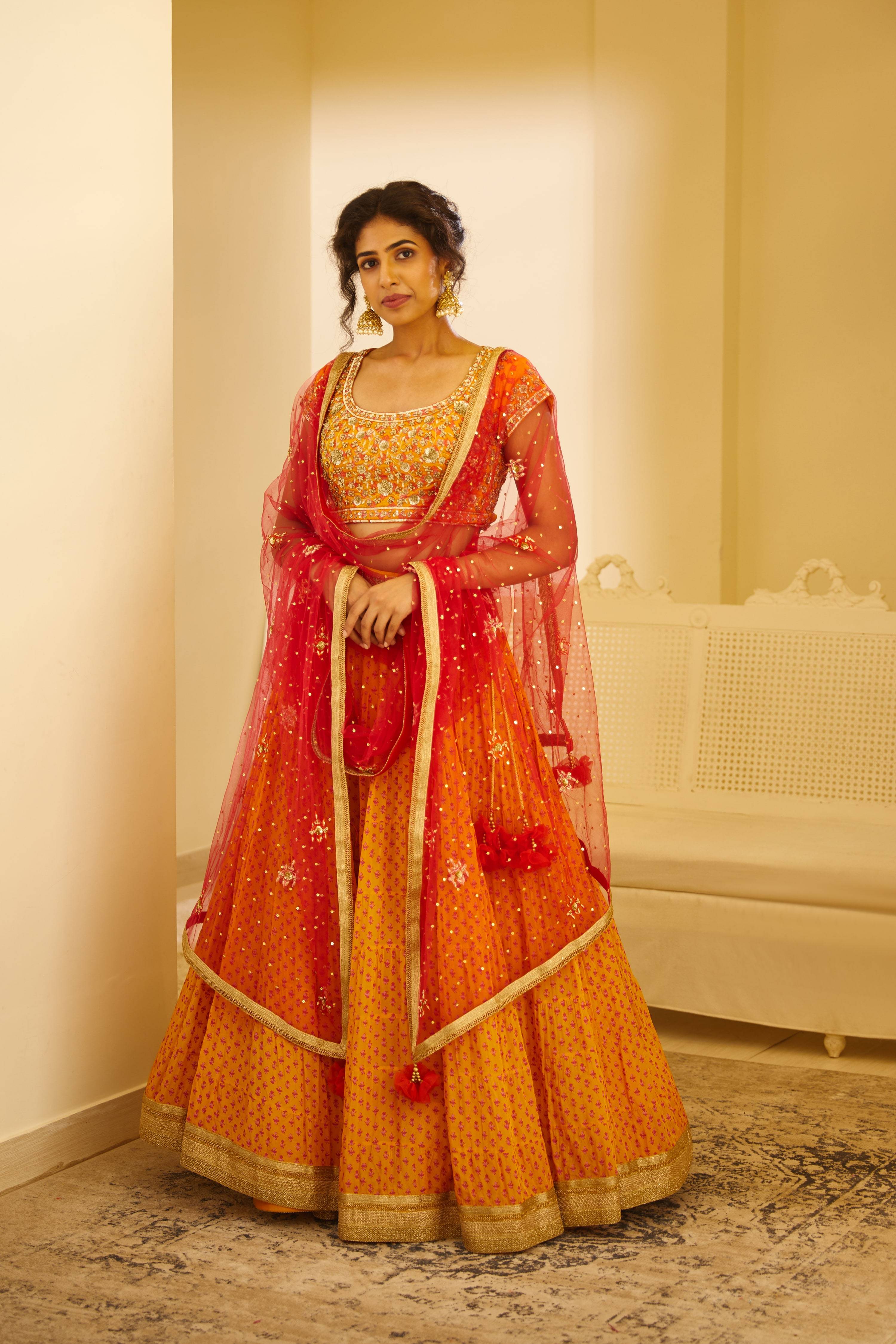 Orange Lehenga Set