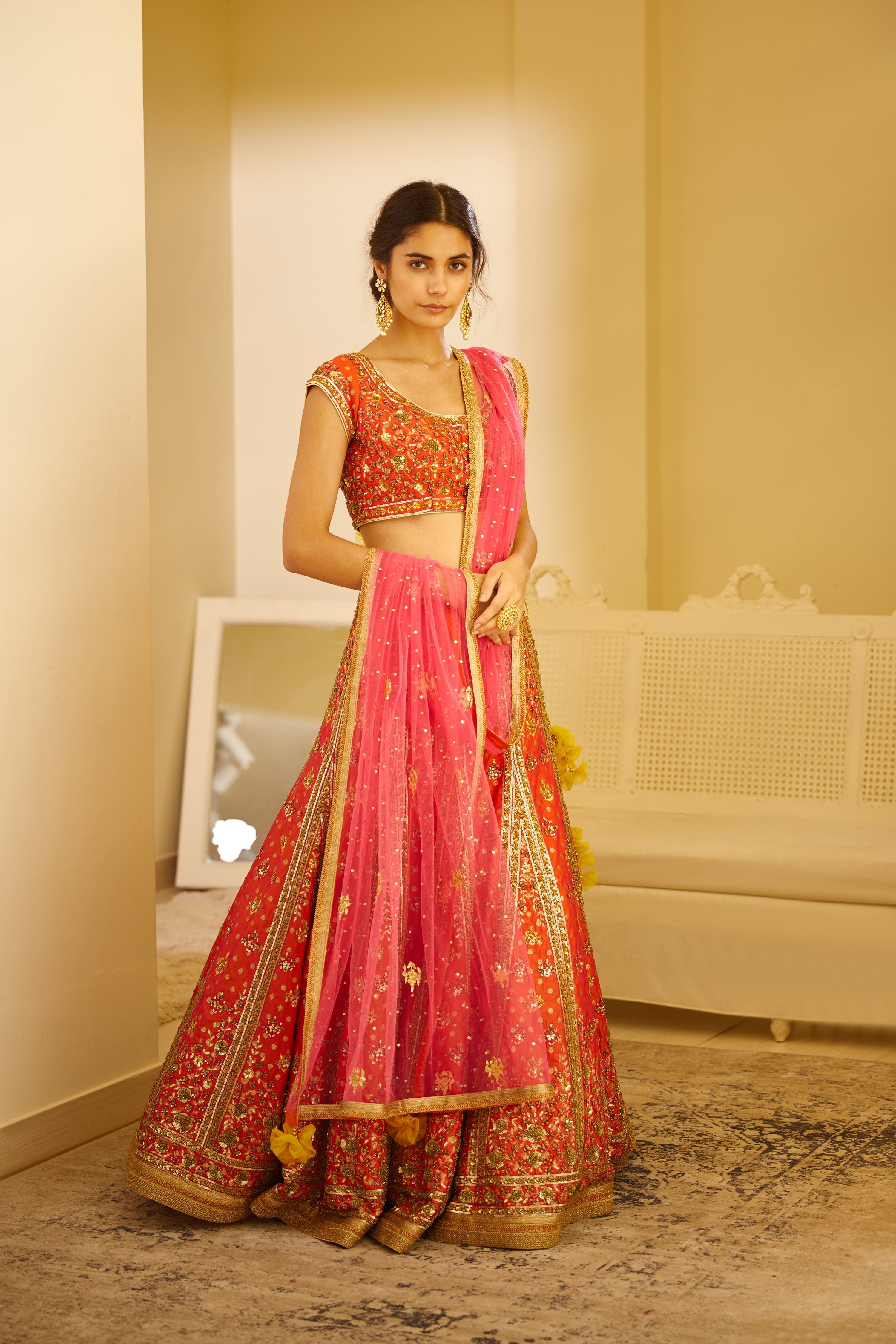 Coral Lehenga Set