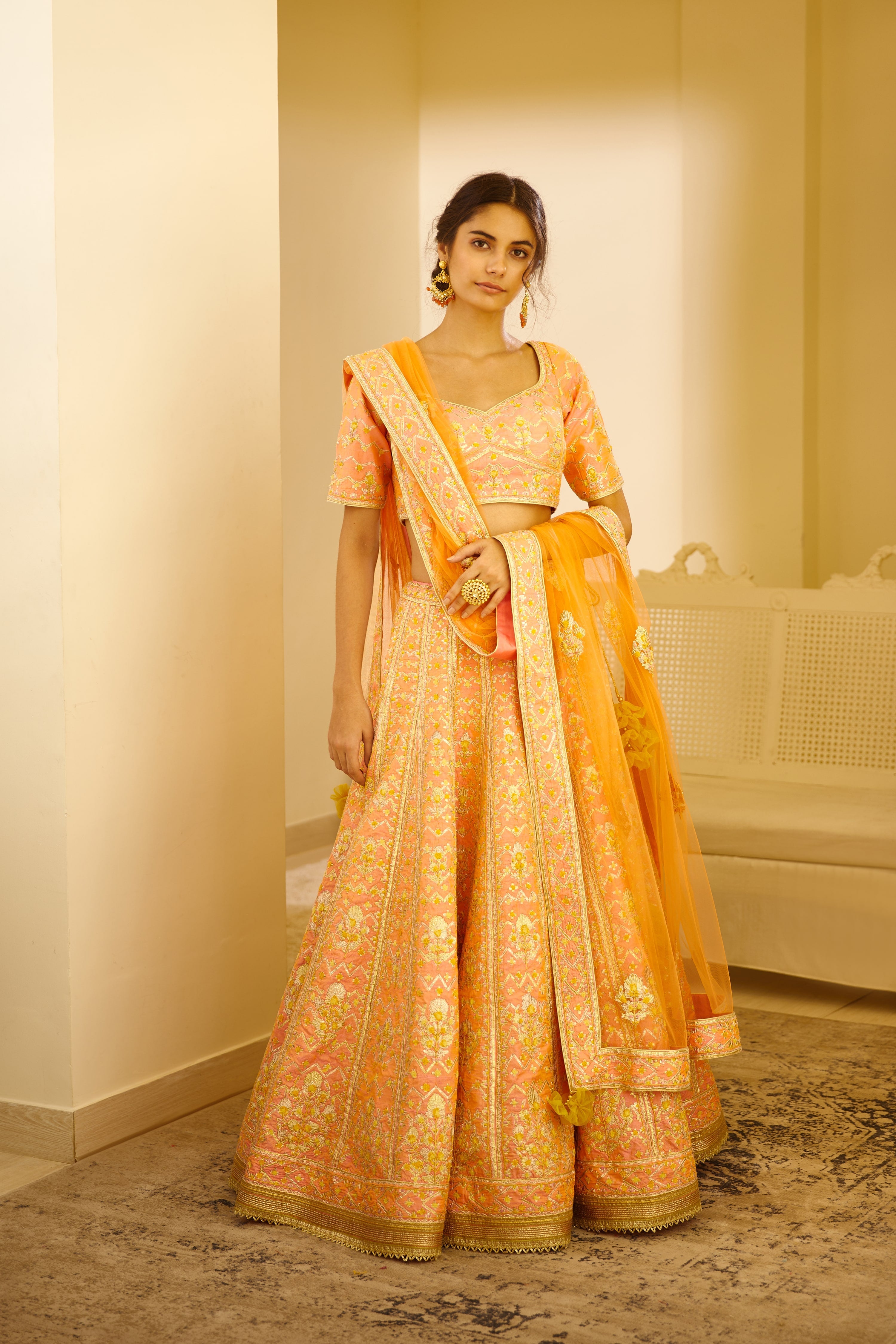 Peach Orange Lehenga Set