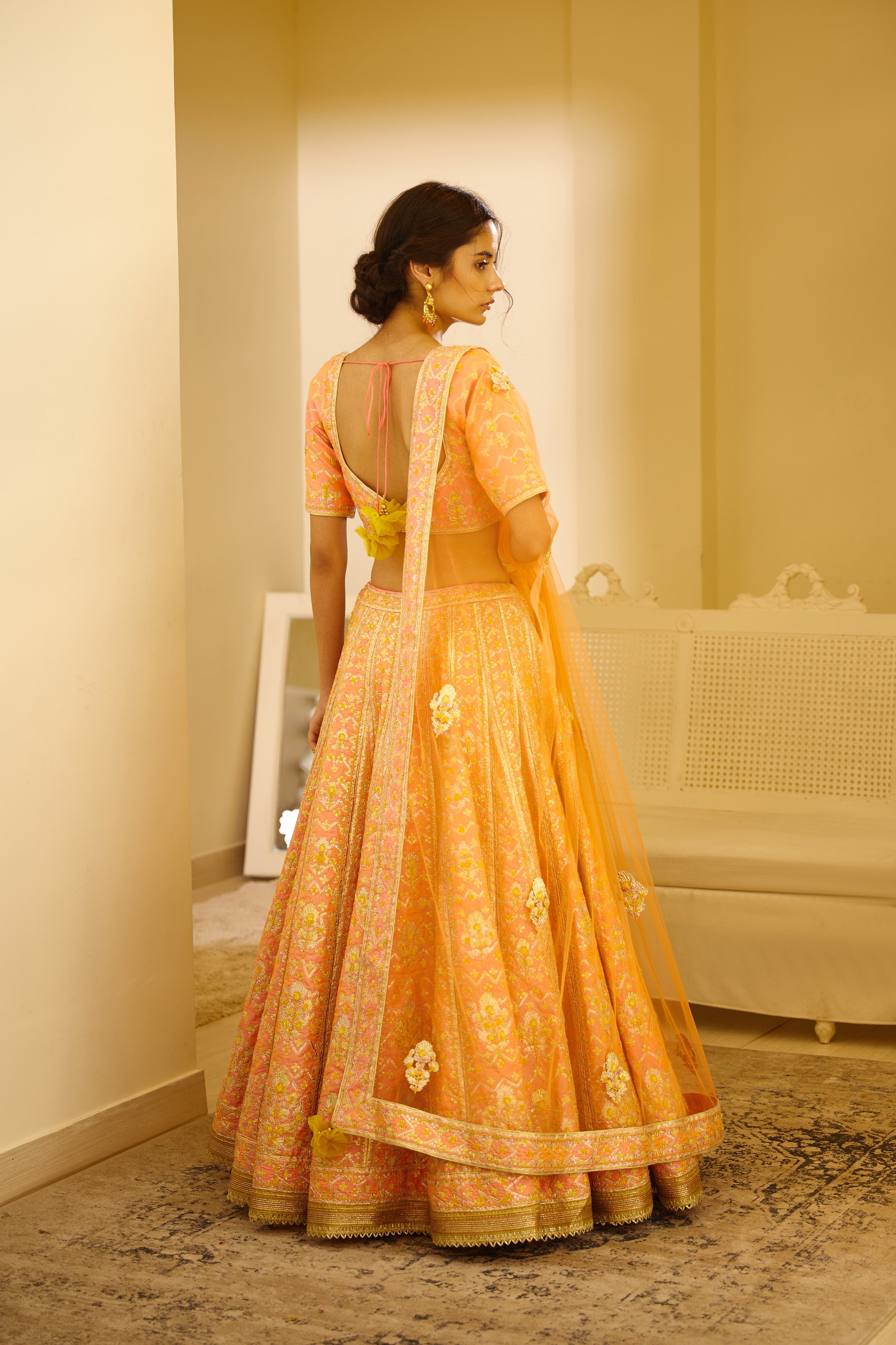 Pink Yellow Lehenga Set