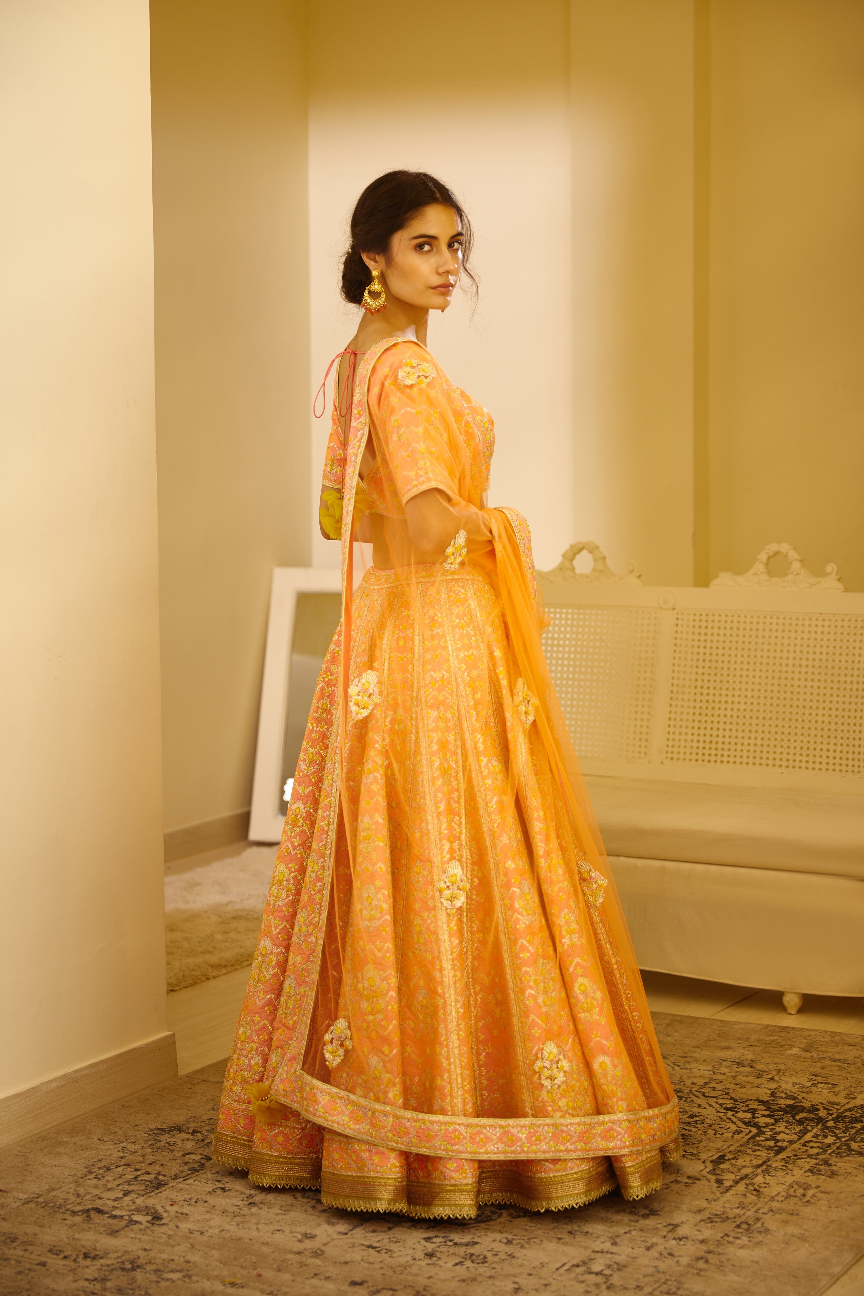 Peach Orange Lehenga Set