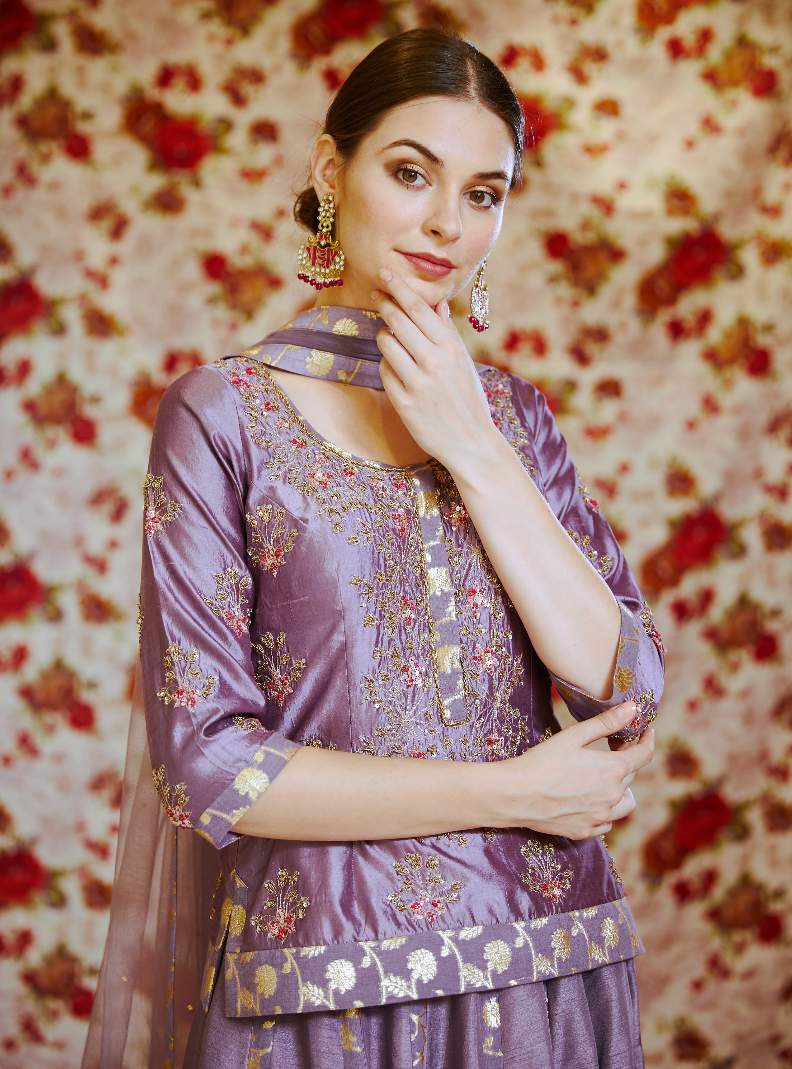 Mauve Lehenga Set