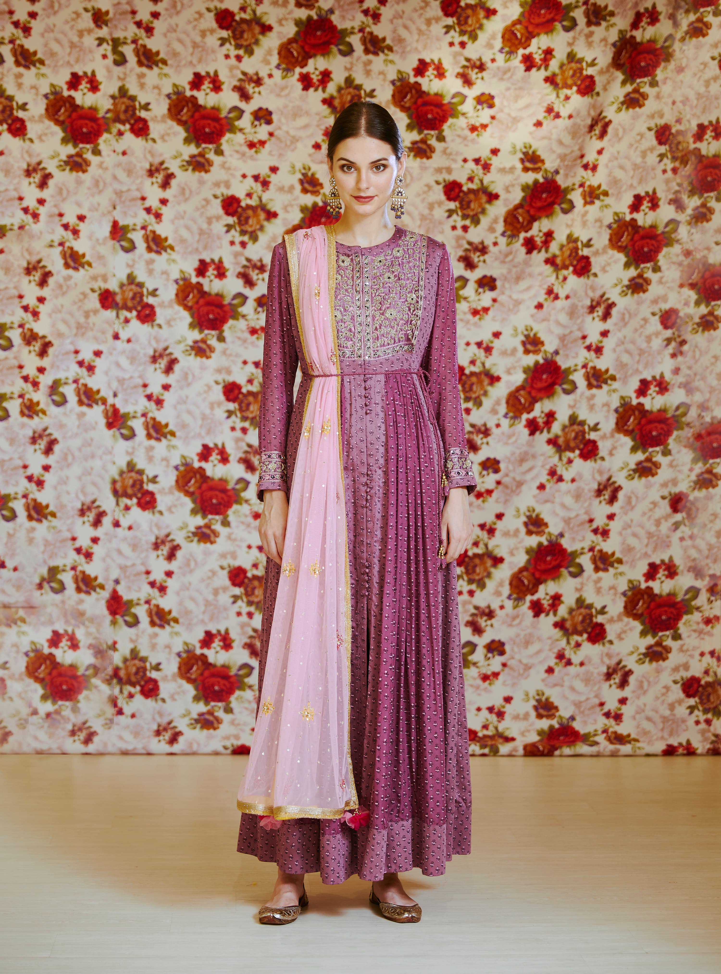 Light Mauve Anarkali Set