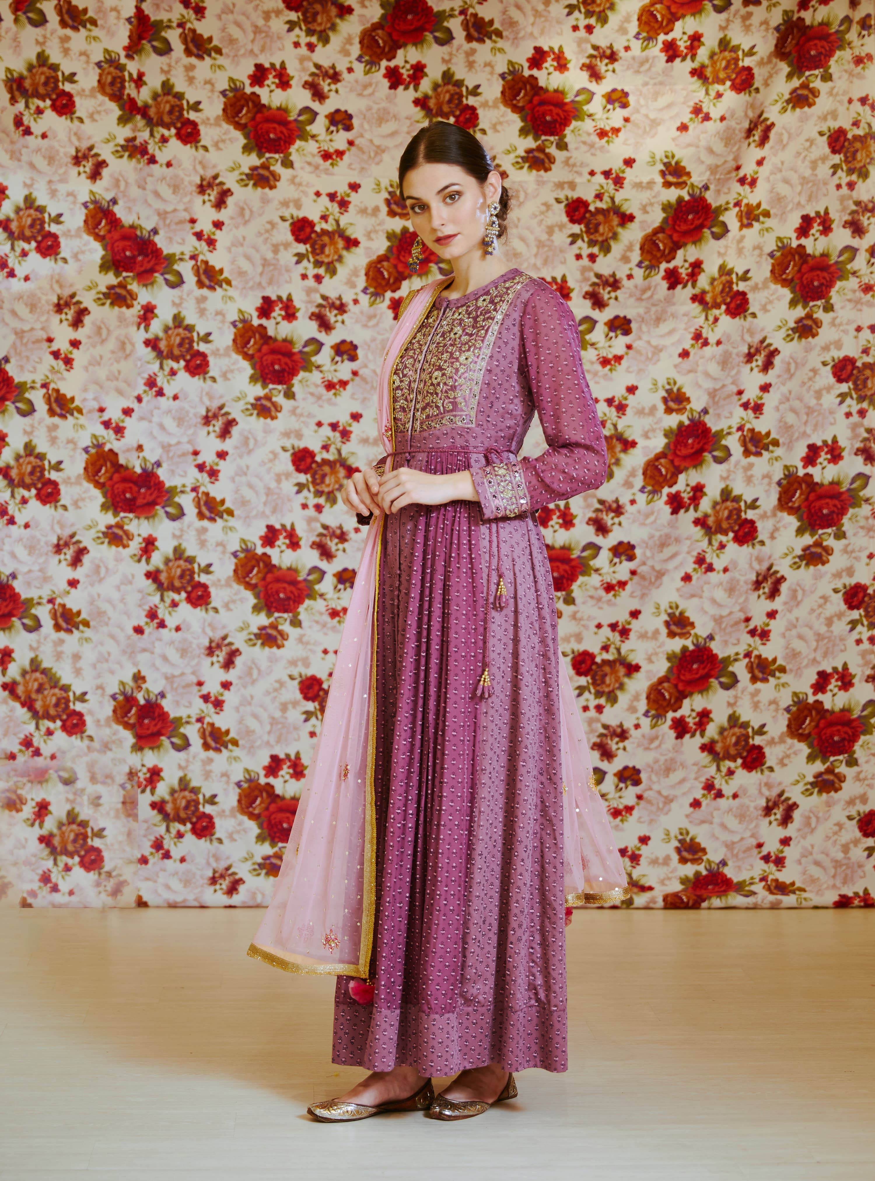 Light Mauve Anarkali Set
