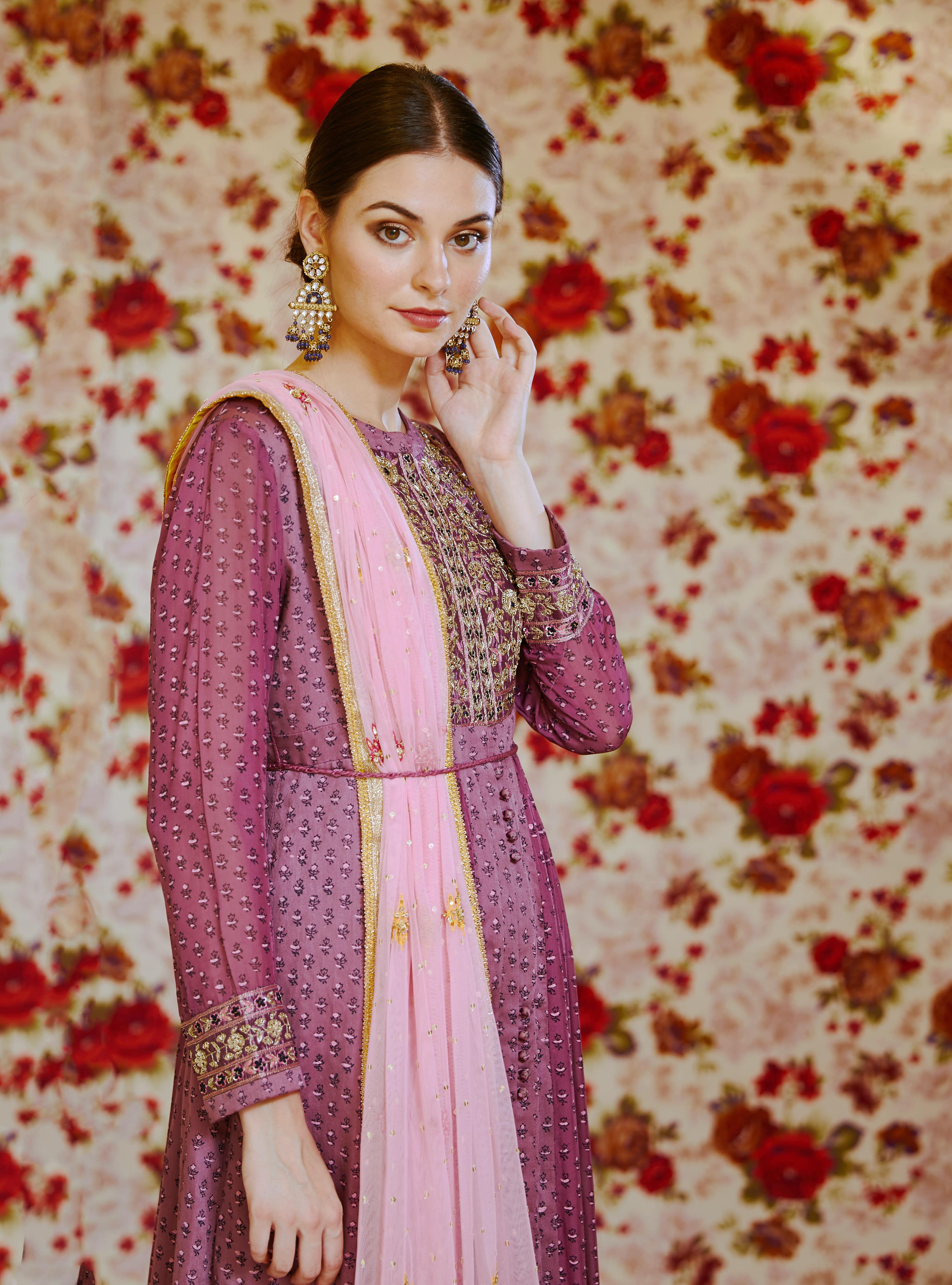 Light Mauve Anarkali Set