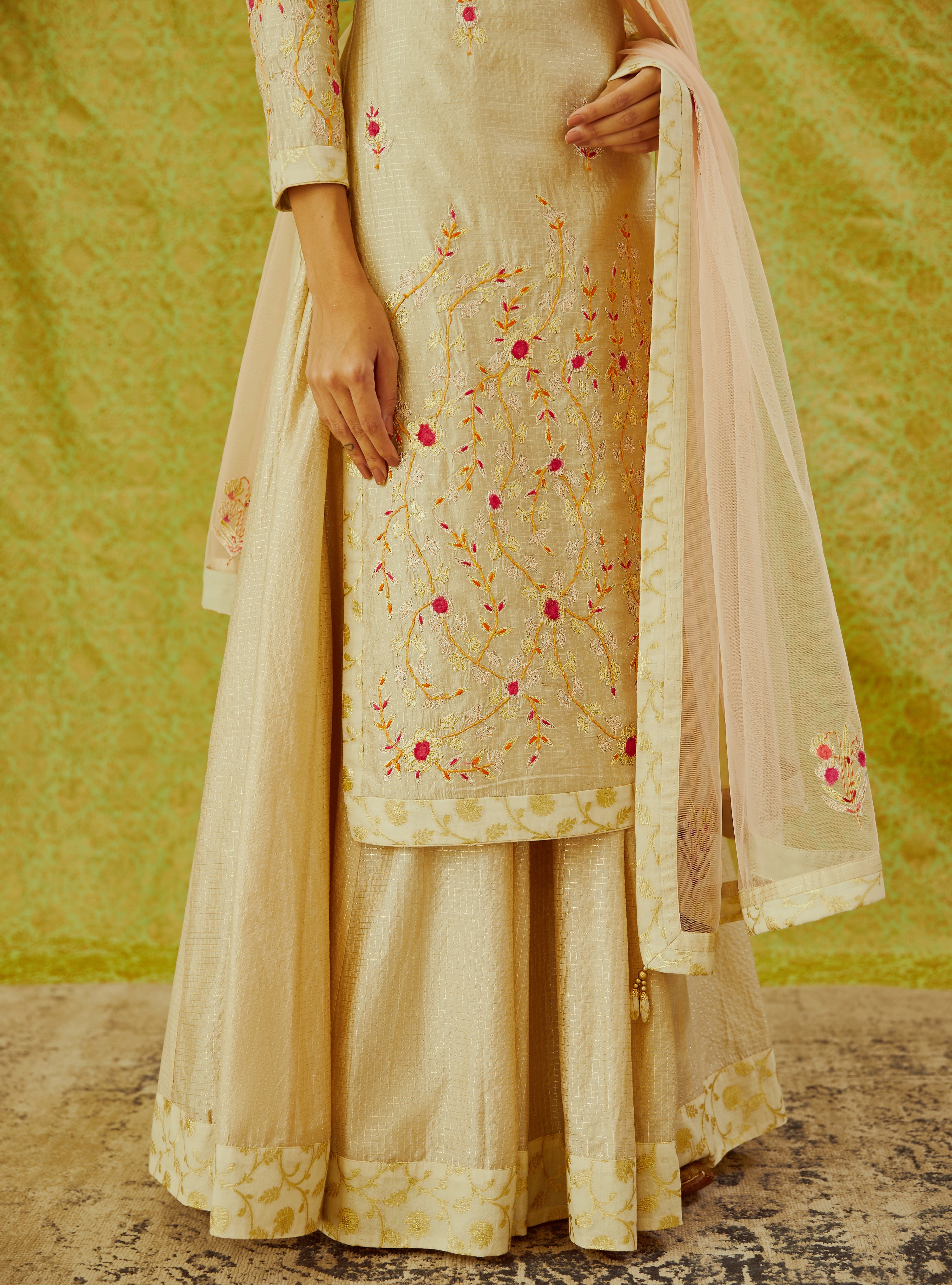 Beige Kurta & Skirt Set