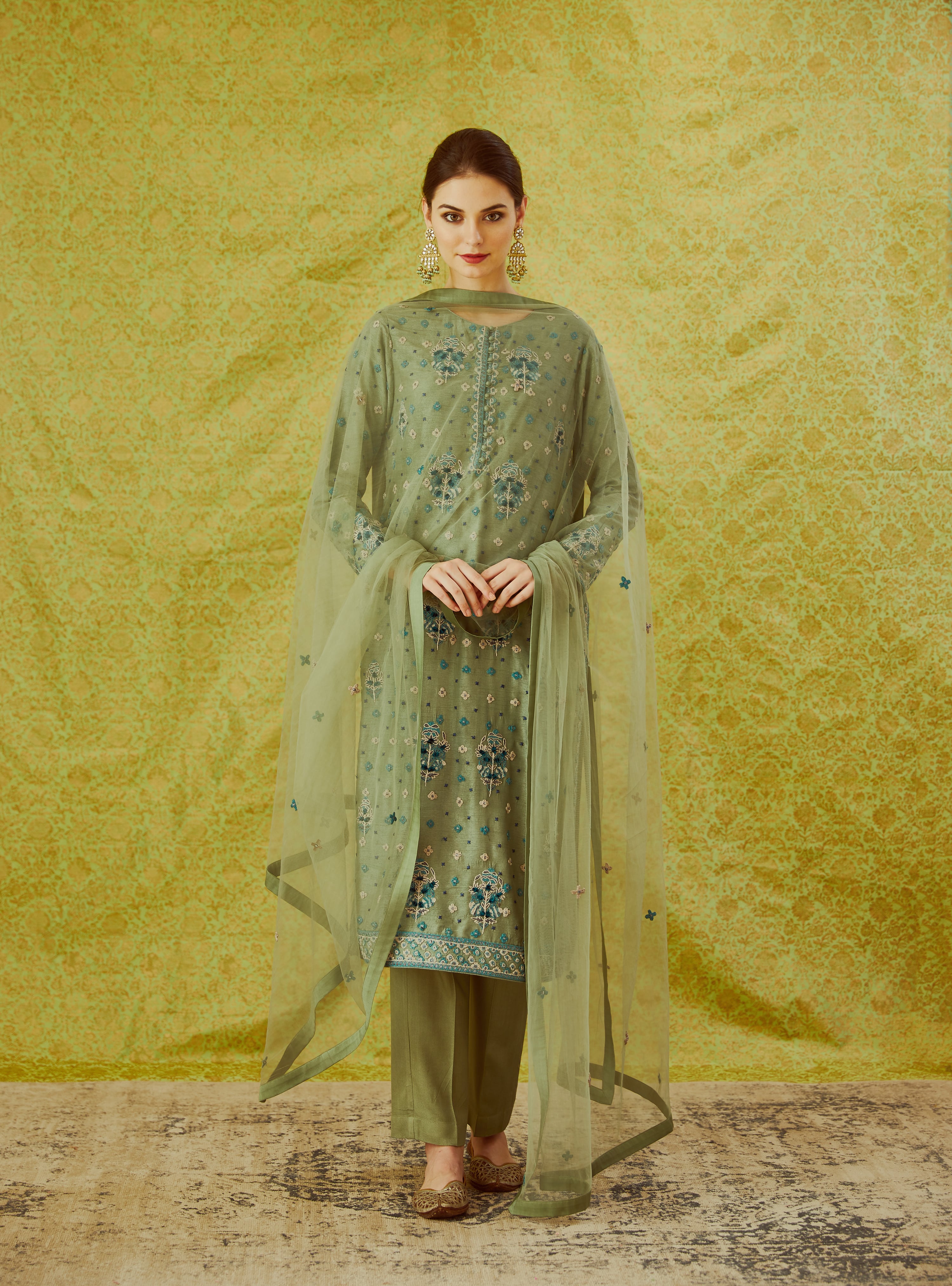 Neutral Green Kurta Set
