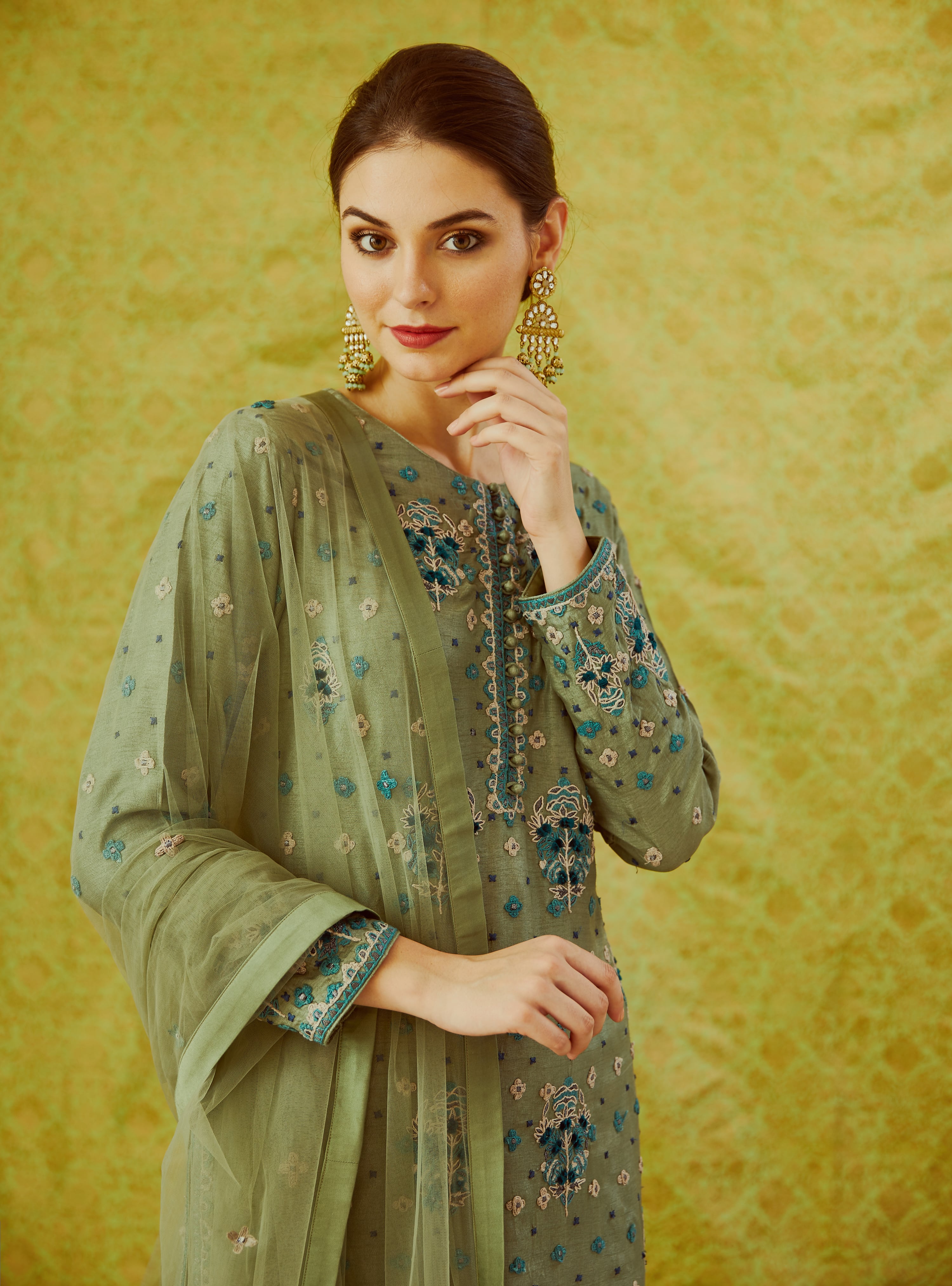 Neutral Green Kurta Set