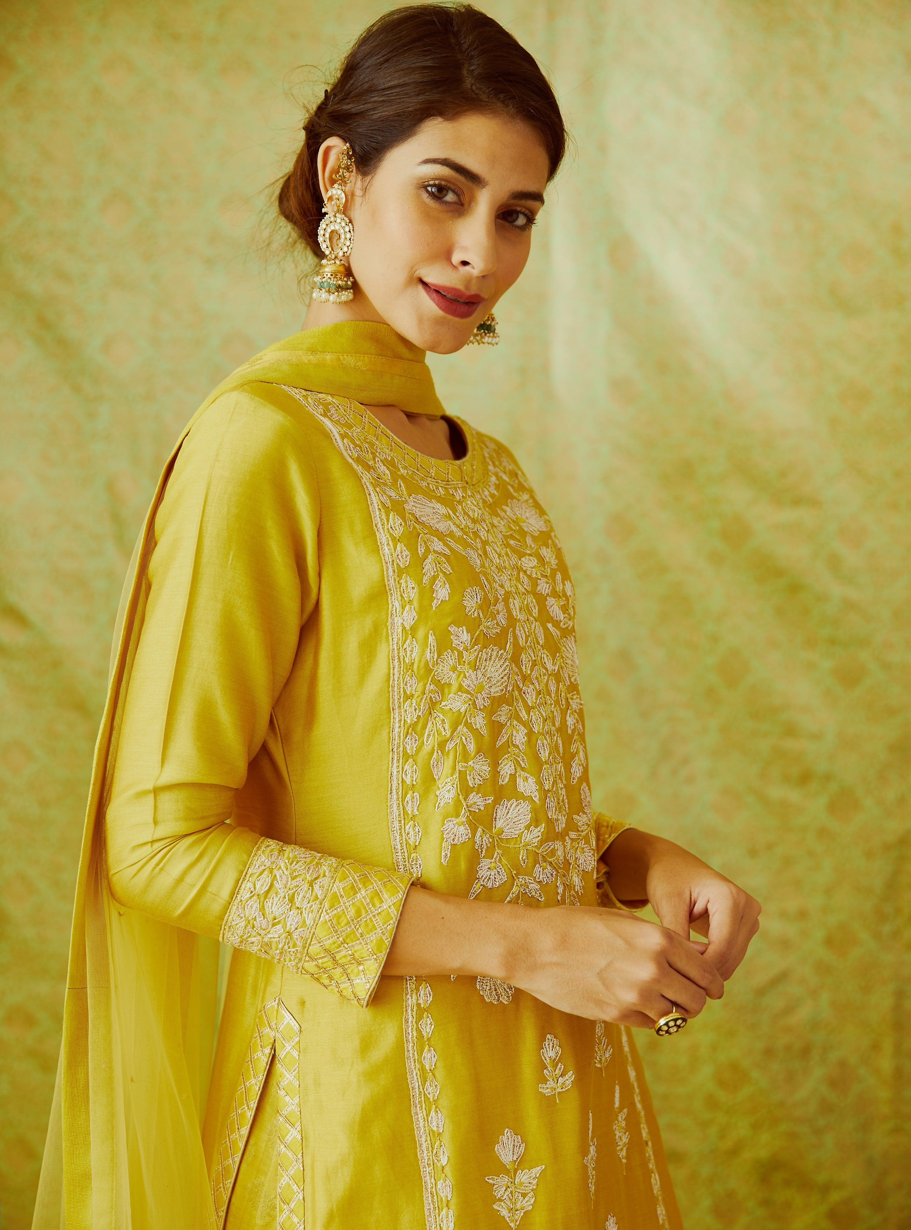 Mustard Yellow Kurta & Skirt Set